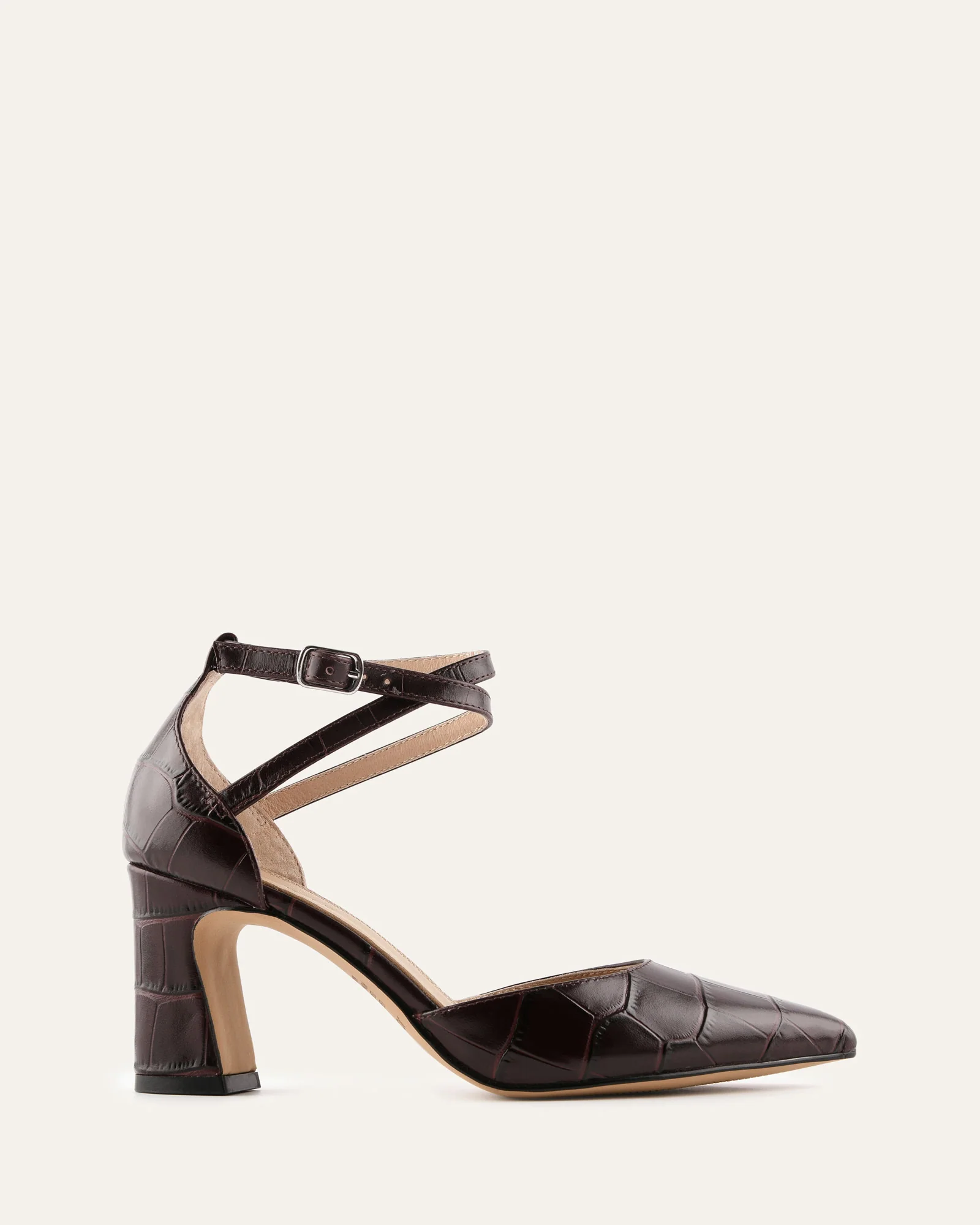 ALMA MID HEELS MAHOGANY CROC