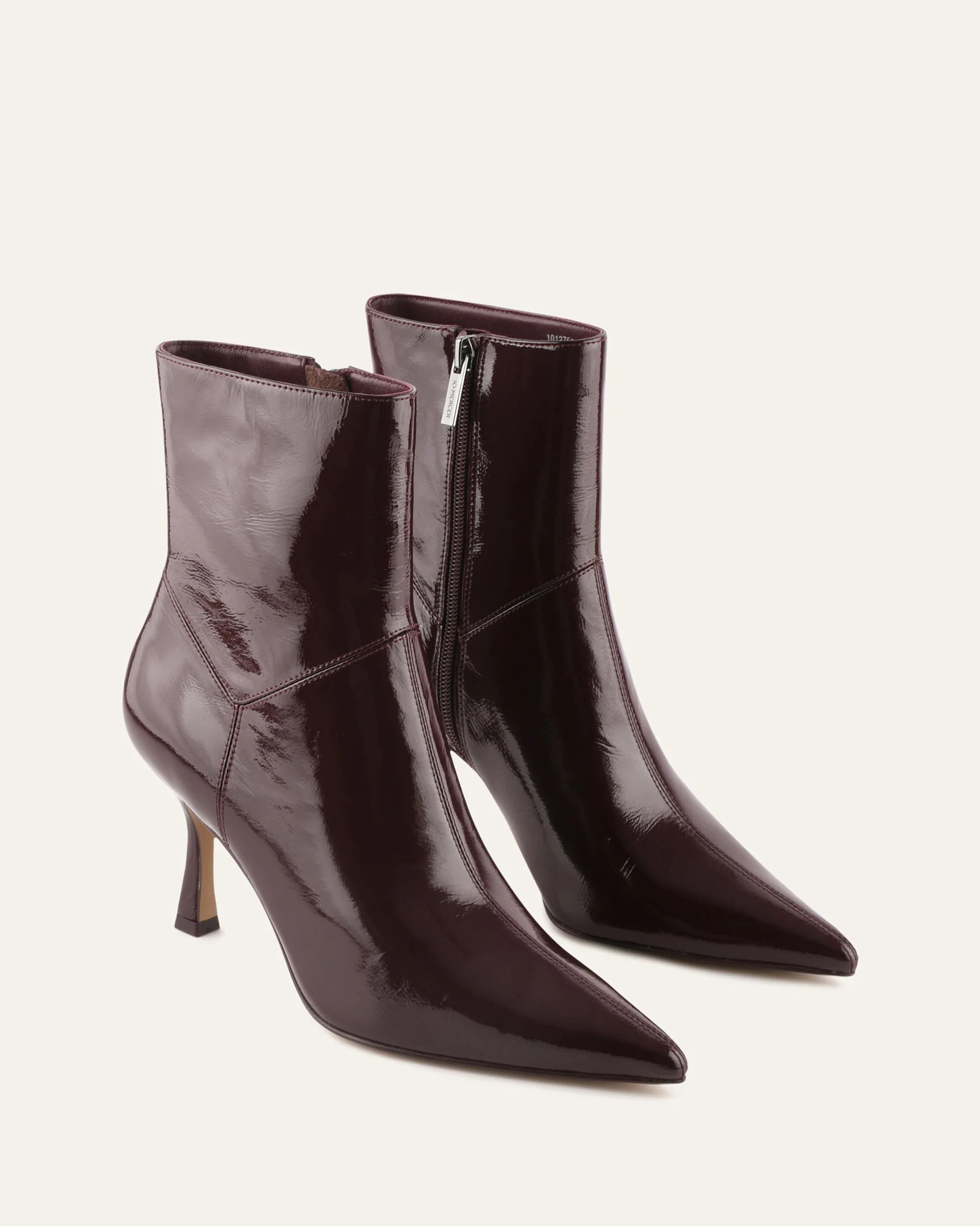 AMARI HIGH ANKLE BOOTS MERLOT CRINKLE PATENT - Image 2
