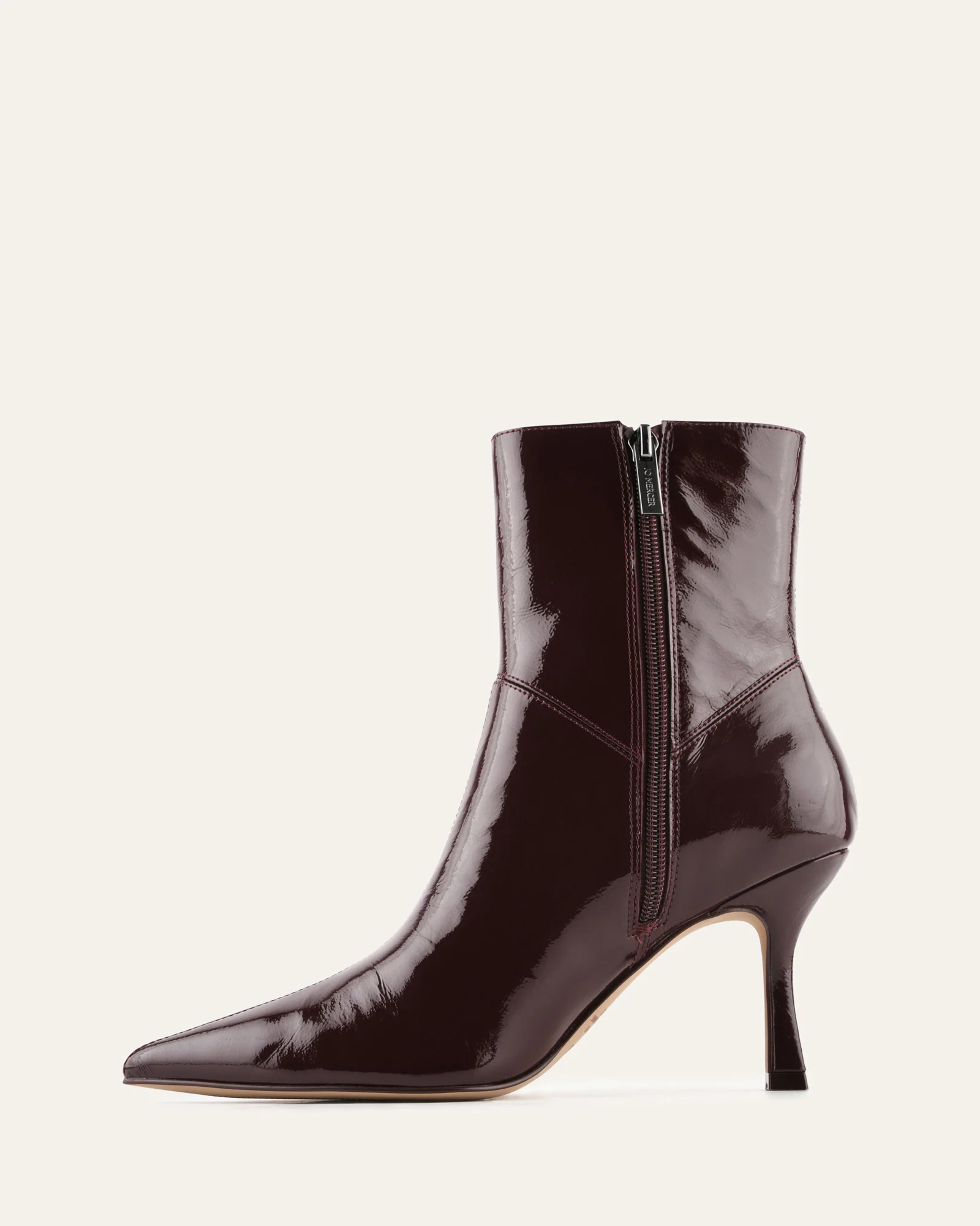 AMARI HIGH ANKLE BOOTS MERLOT CRINKLE PATENT - Image 5