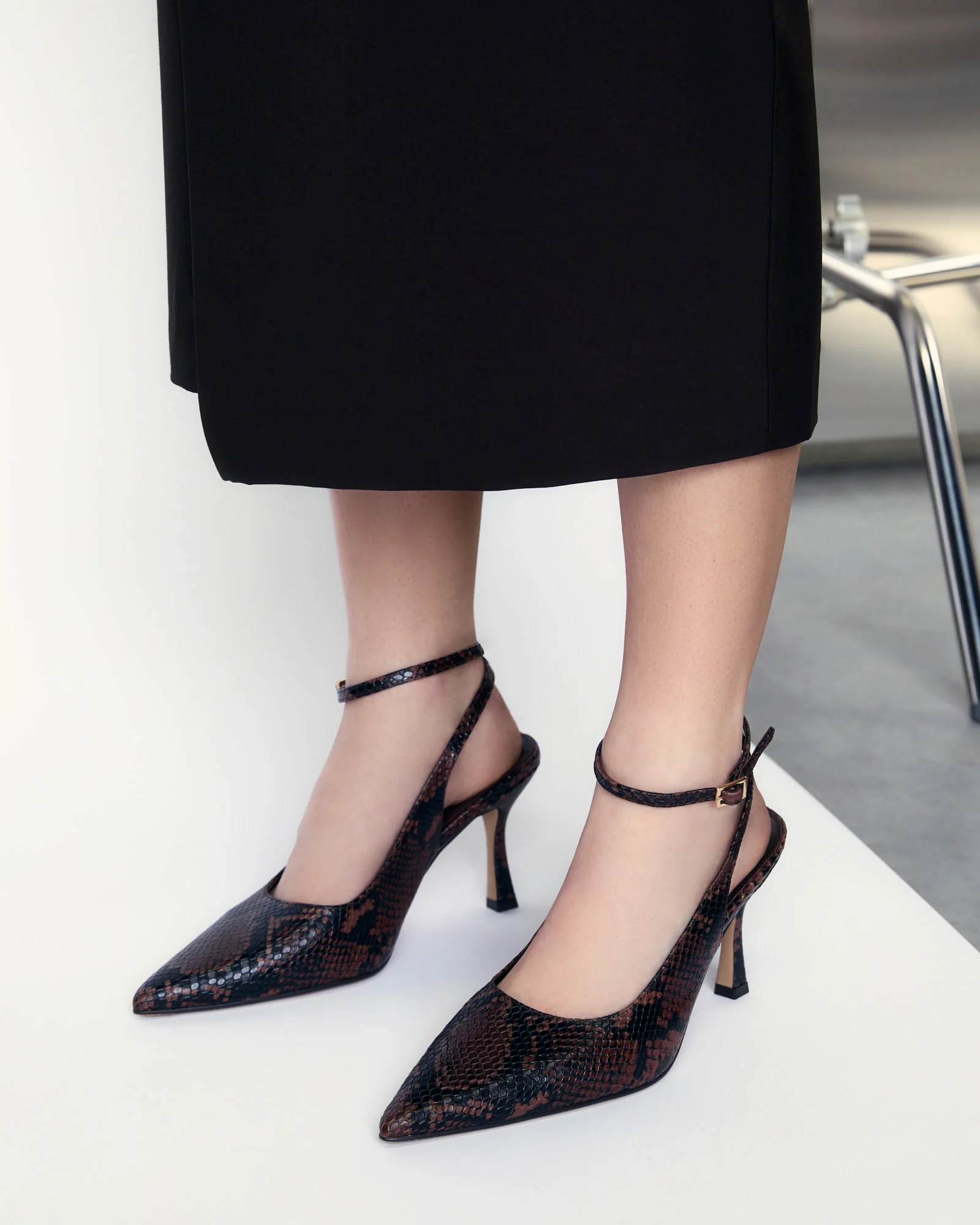 AVA HIGH HEELS DARK SNAKE PRINT LEATHER - Image 2