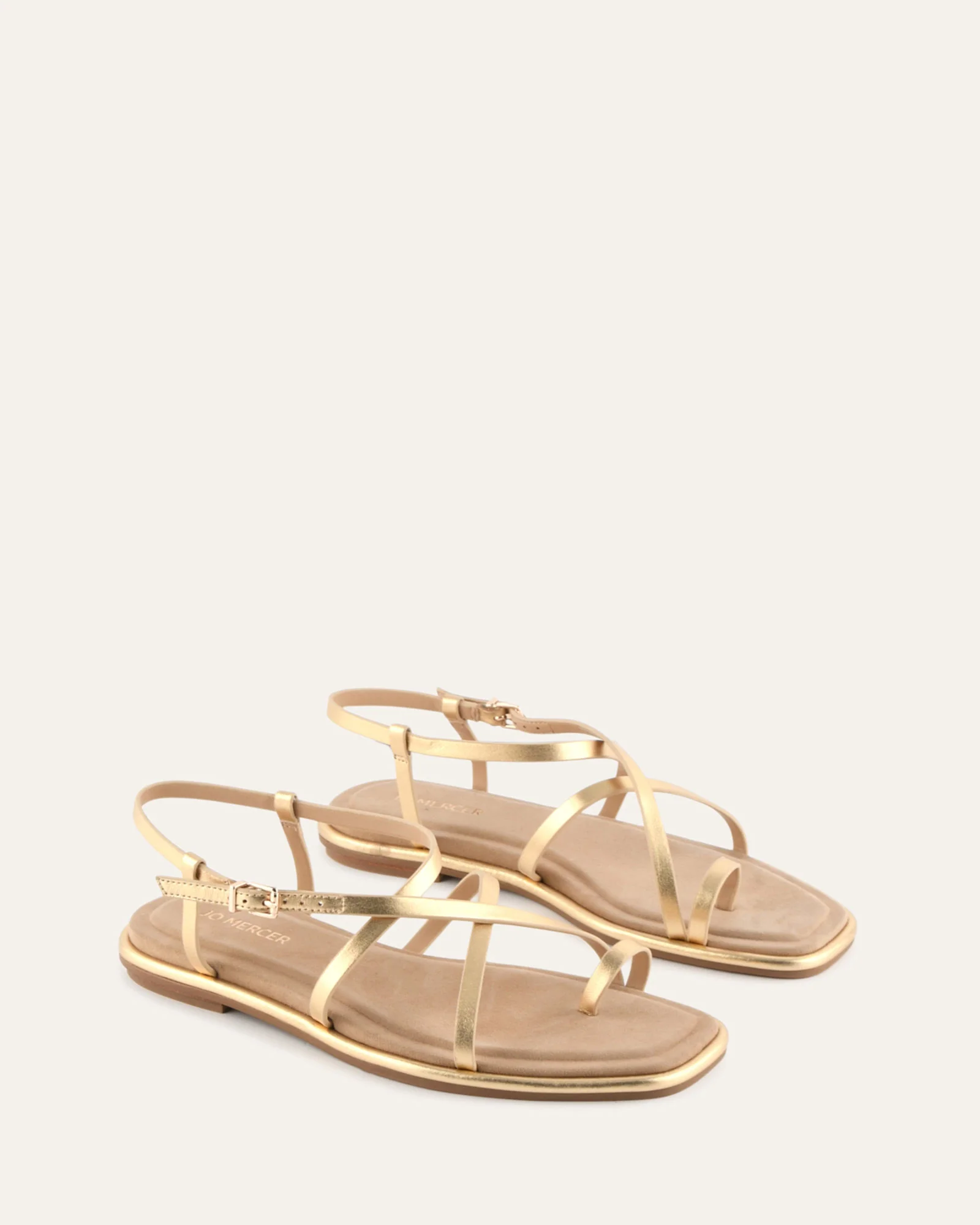 AVEN FLAT SANDALS GOLD LEATHER - Image 3