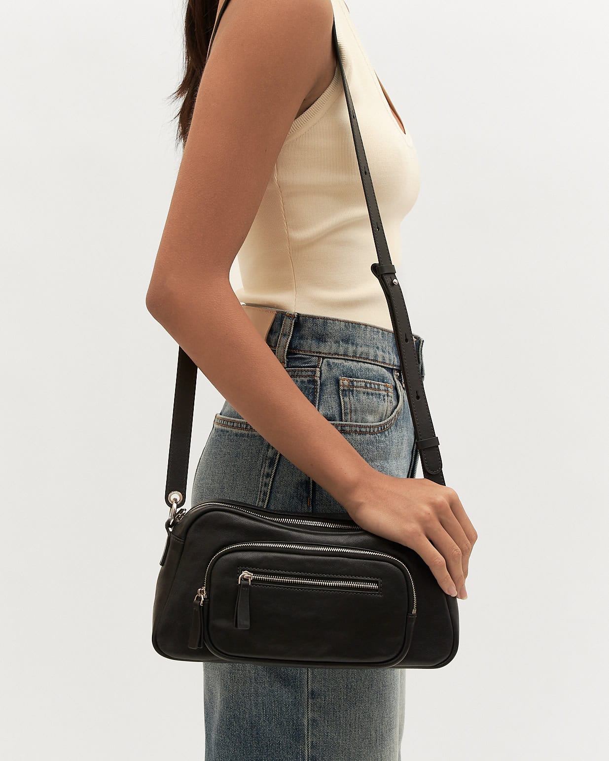 BECKY CROSSBODY BAG BLACK LEATHER - Image 7