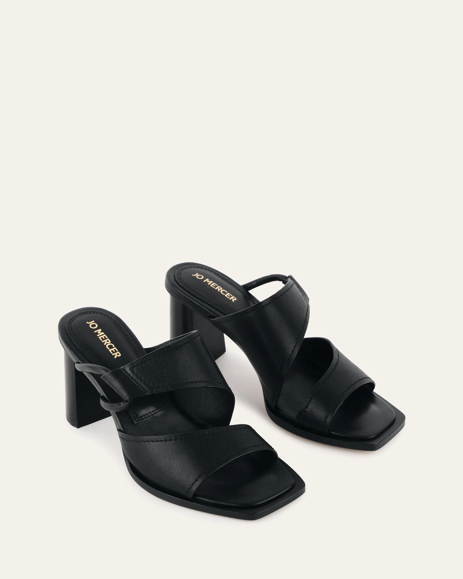 CAMMY MID HEEL SANDALS BLACK LEATHER - Image 3