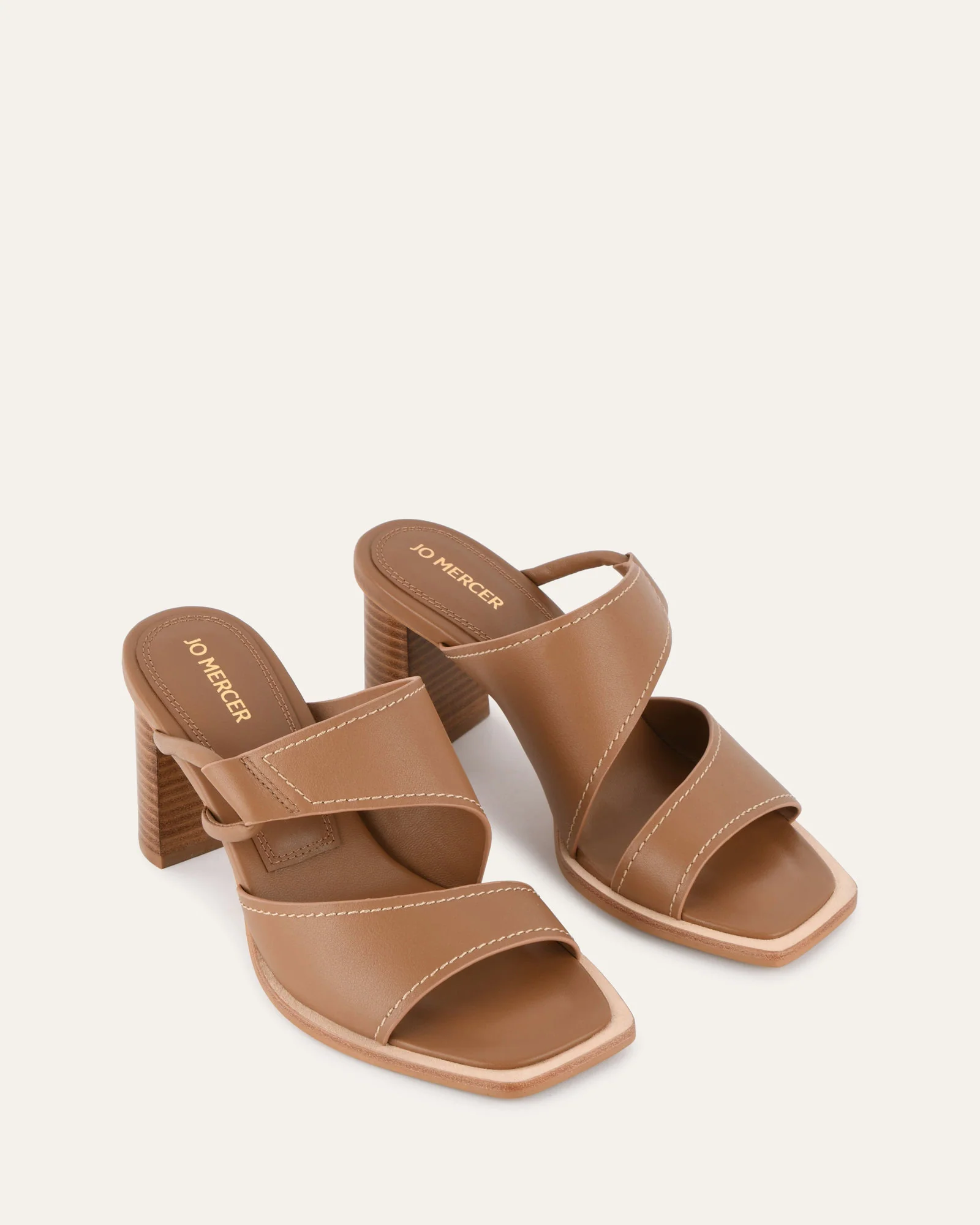 CAMMY MID HEEL SANDALS TAN LEATHER - Image 3