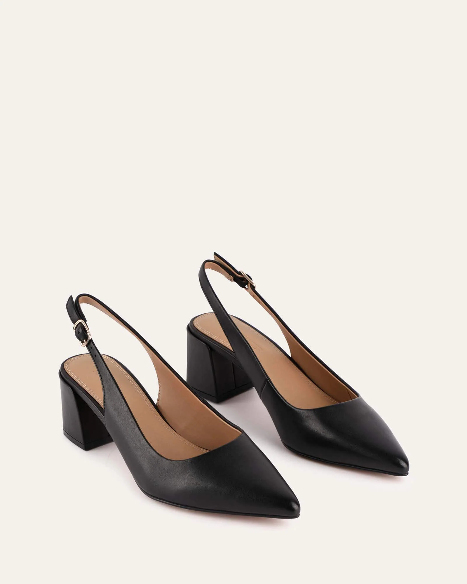 CARA LOW HEELS BLACK LEATHER - Image 4
