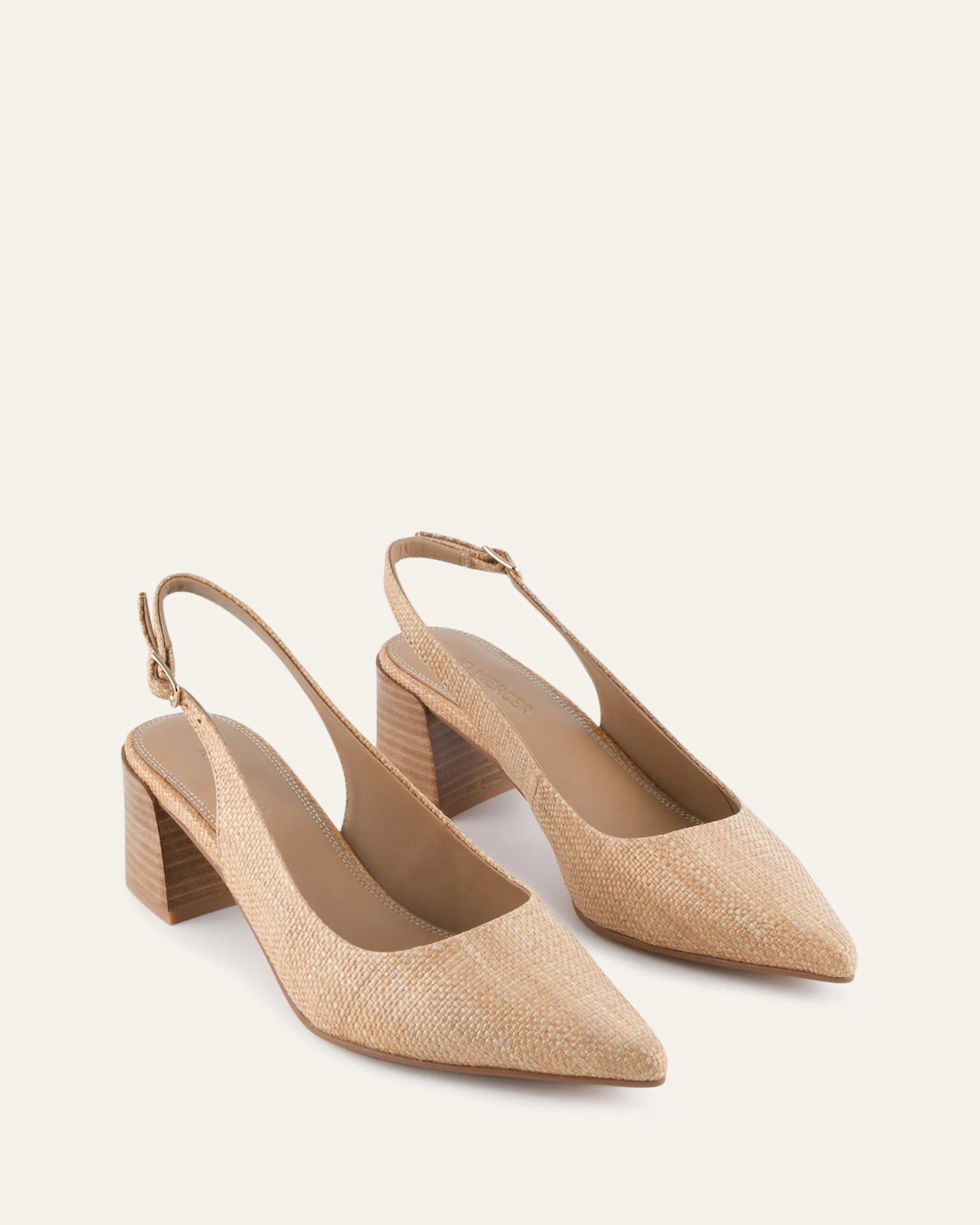 CARA LOW HEELS TAN RAFFIA - Image 3