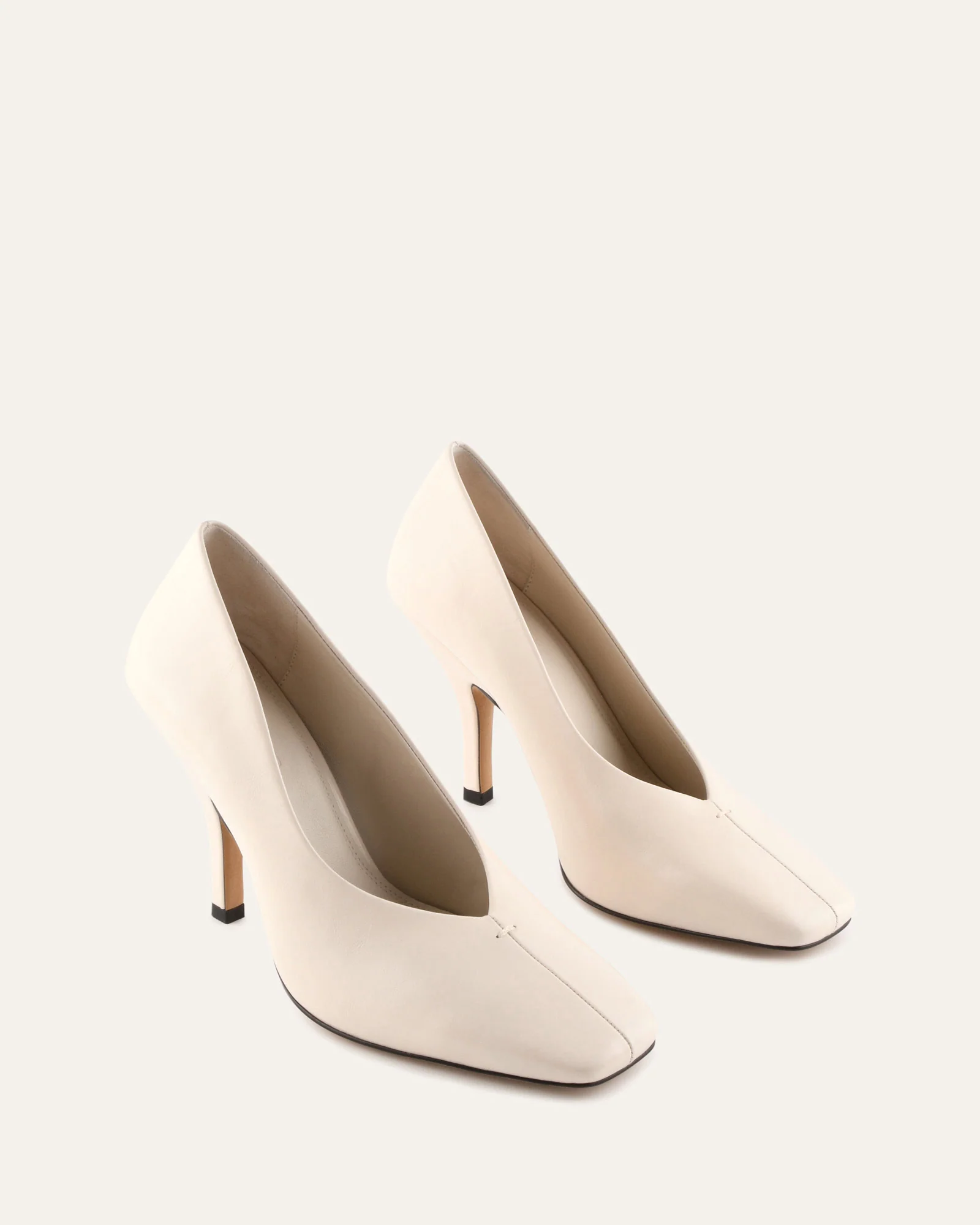 CAREY HIGH HEELS OFF WHITE LEATHER - Image 3