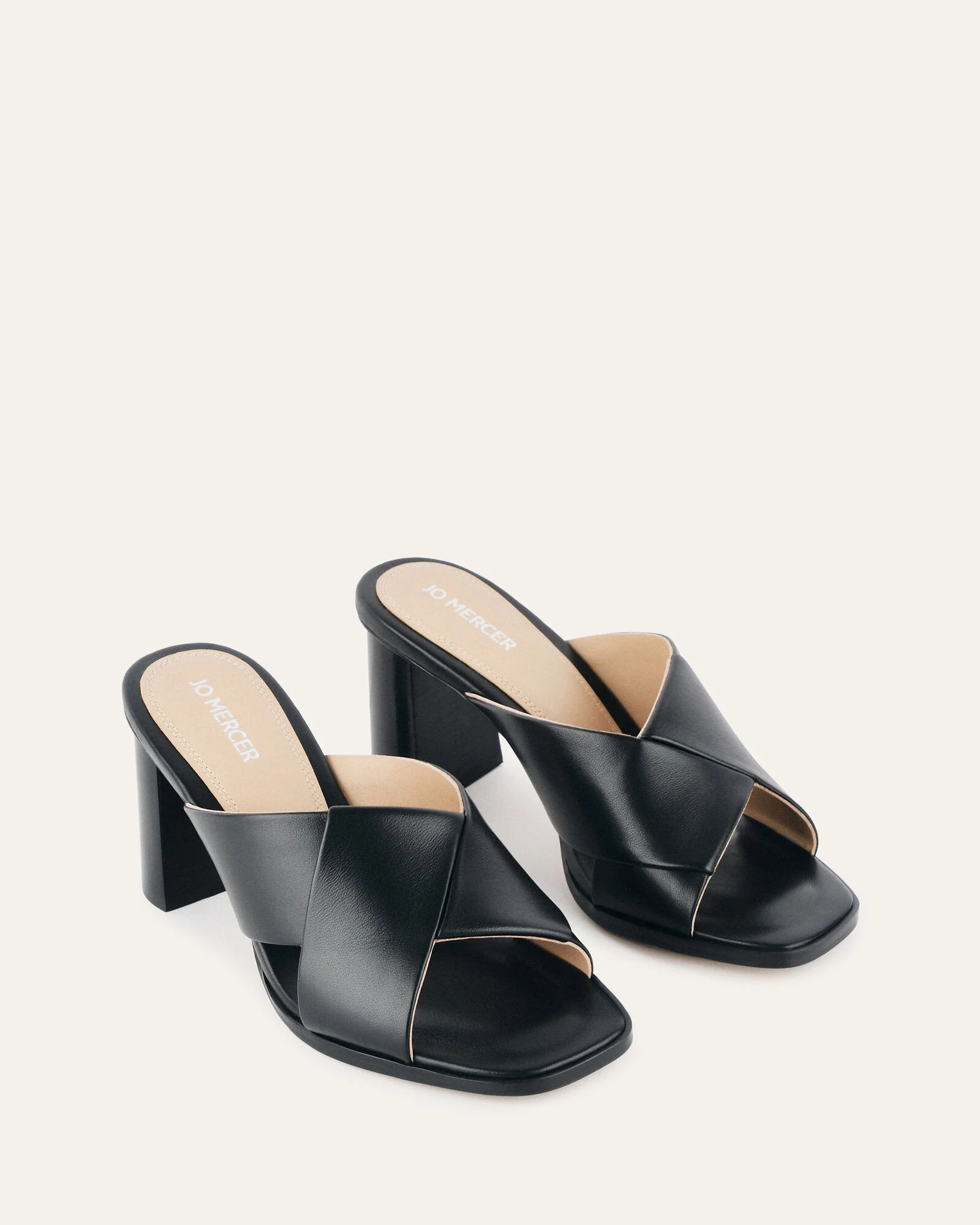CARRIE MID HEEL SANDALS BLACK LEATHER - Image 3