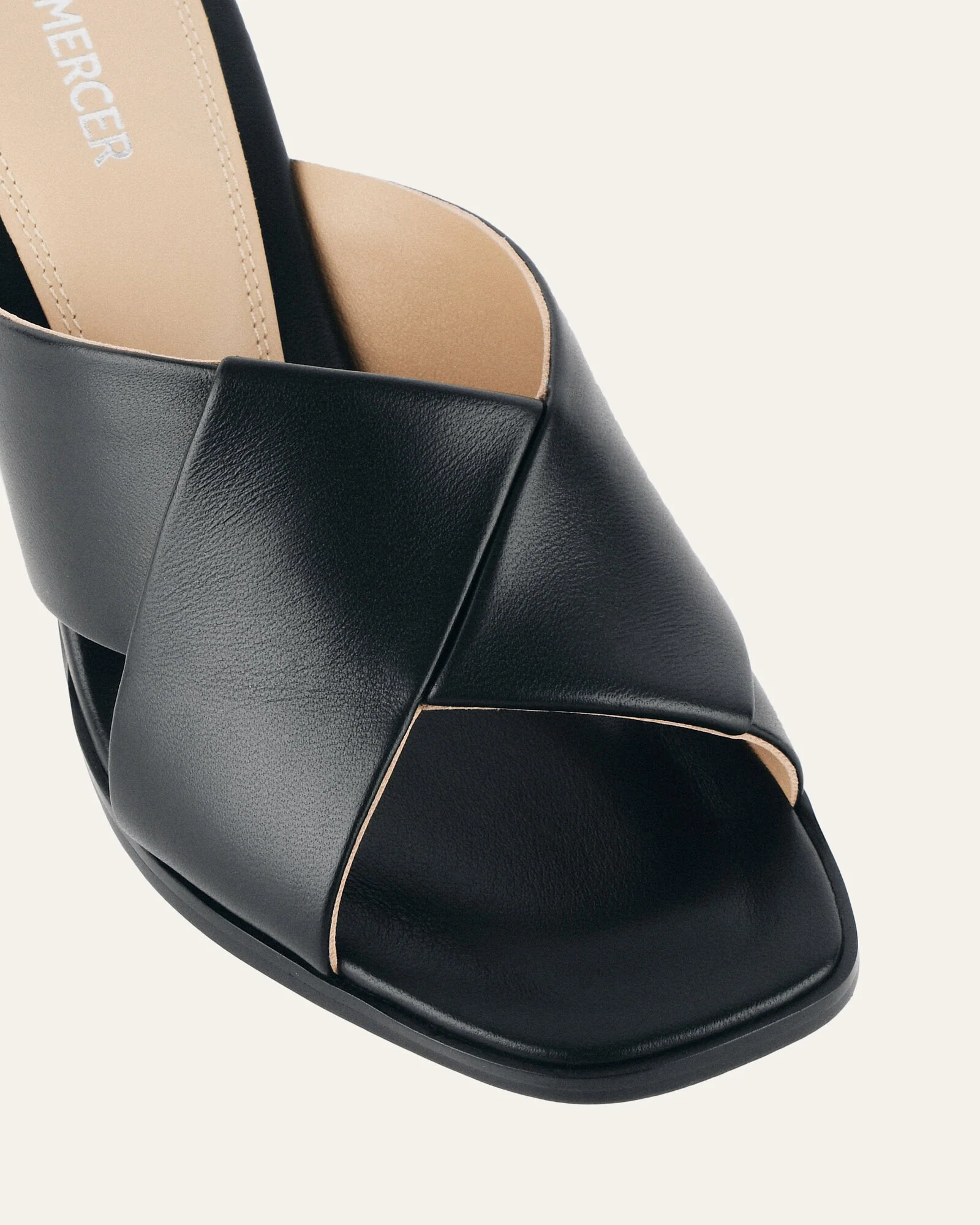 CARRIE MID HEEL SANDALS BLACK LEATHER - Image 4