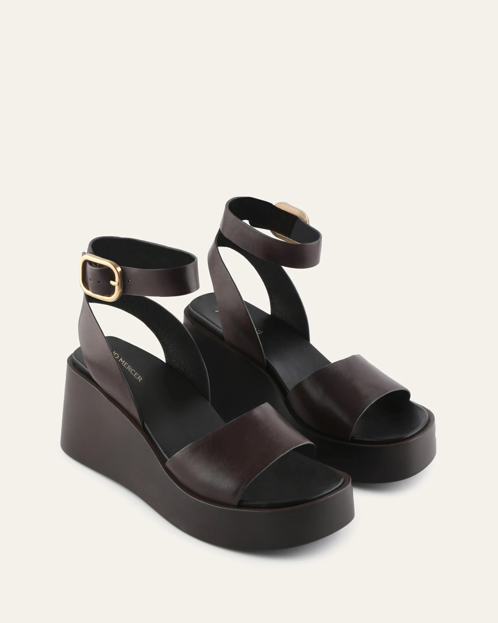 CASSIE MID WEDGE SANDALS CHESTNUT LEATHER - Image 3