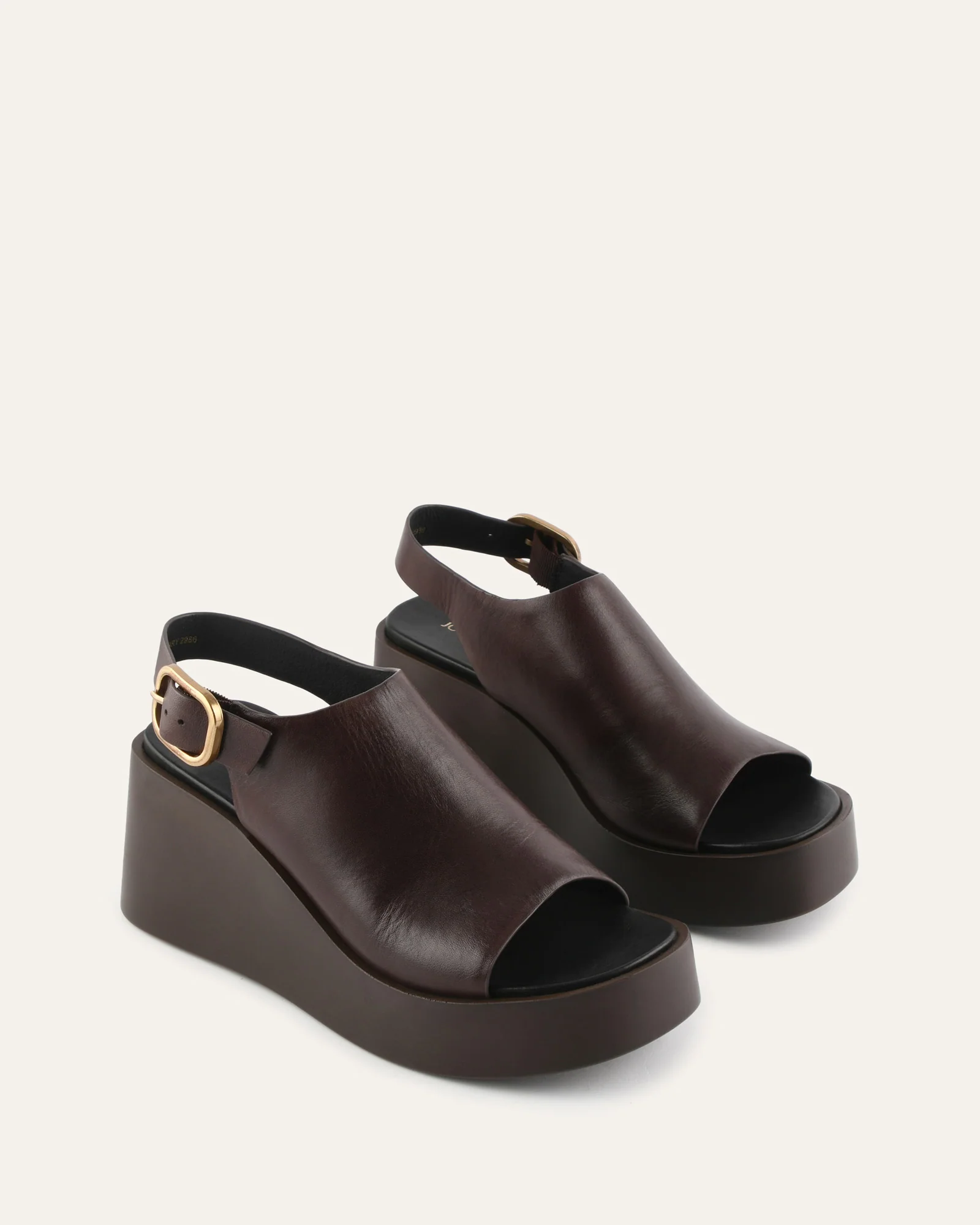 CHERRY MID WEDGE SANDALS CHESTNUT LEATHER - Image 3