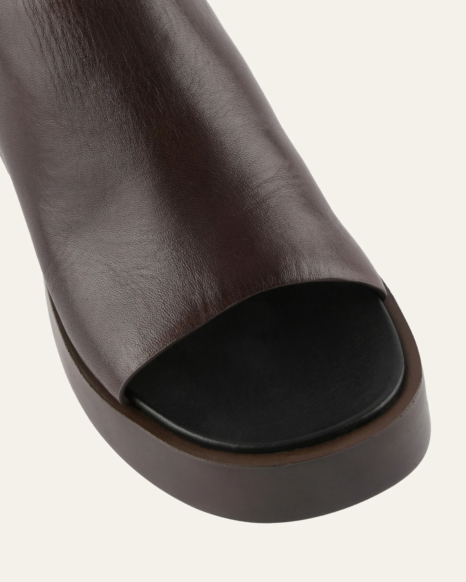 CHERRY MID WEDGE SANDALS CHESTNUT LEATHER - Image 4