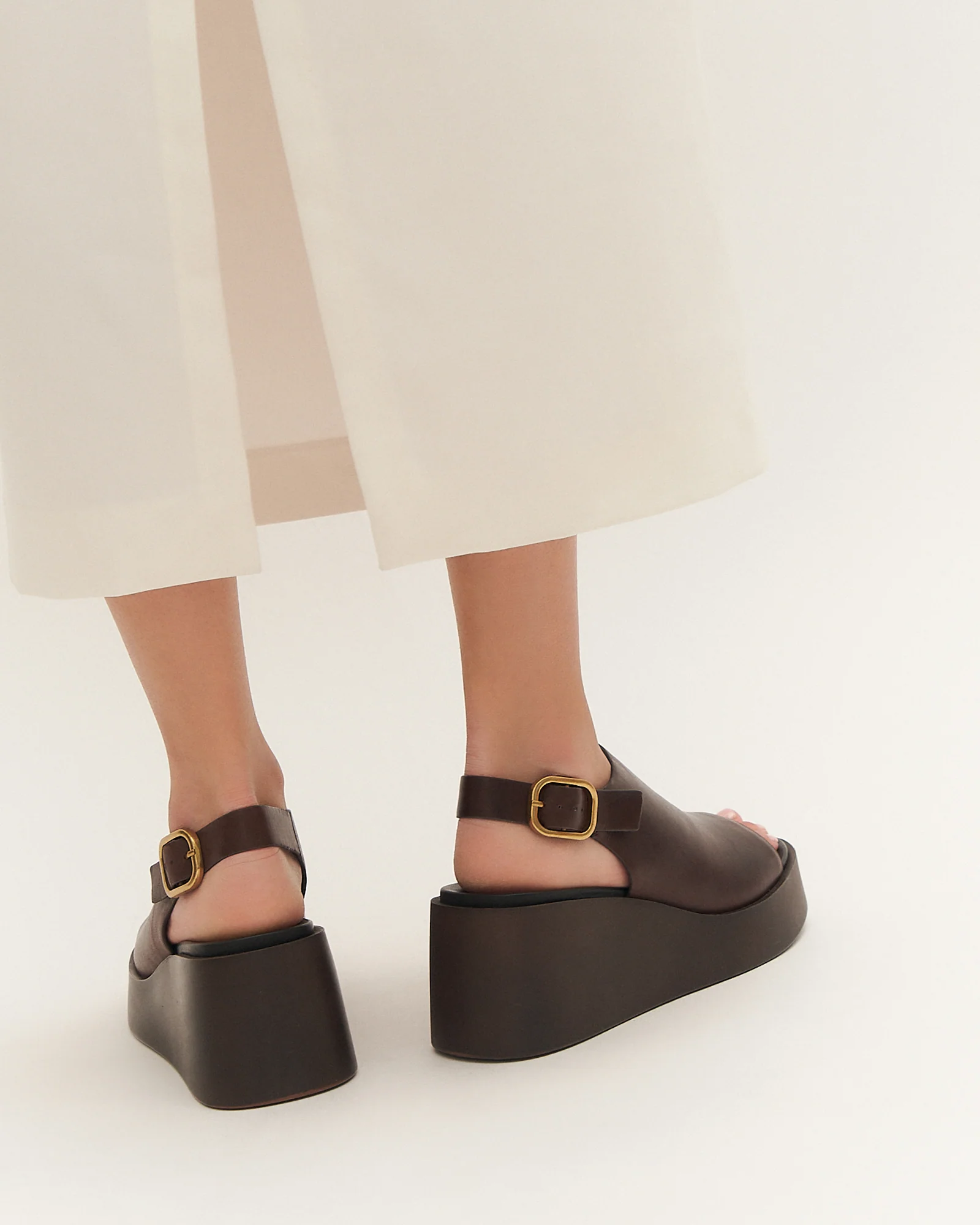 CHERRY MID WEDGE SANDALS CHESTNUT LEATHER - Image 7