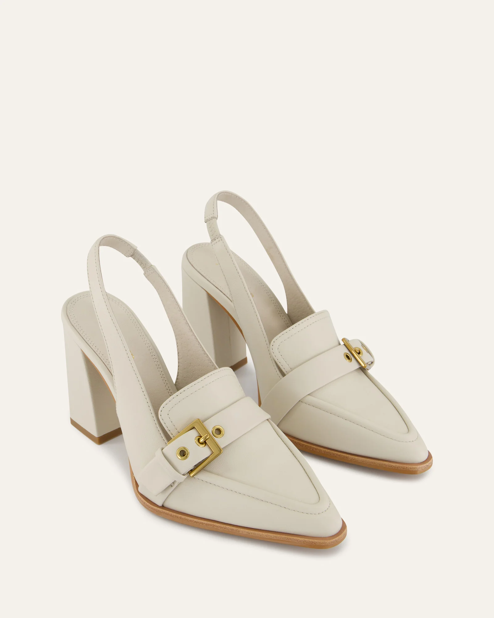 CODIE HIGH HEELS OFF WHITE LEATHER - Image 3