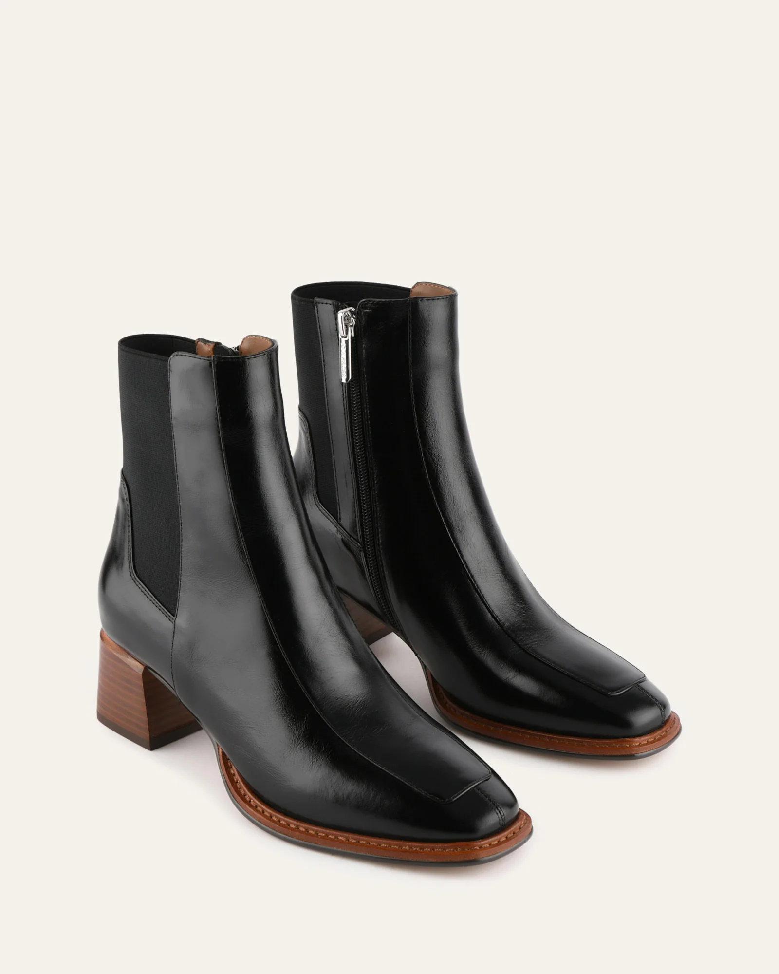 DARLA MID ANKLE BOOTS BLACK LEATHER - Image 3