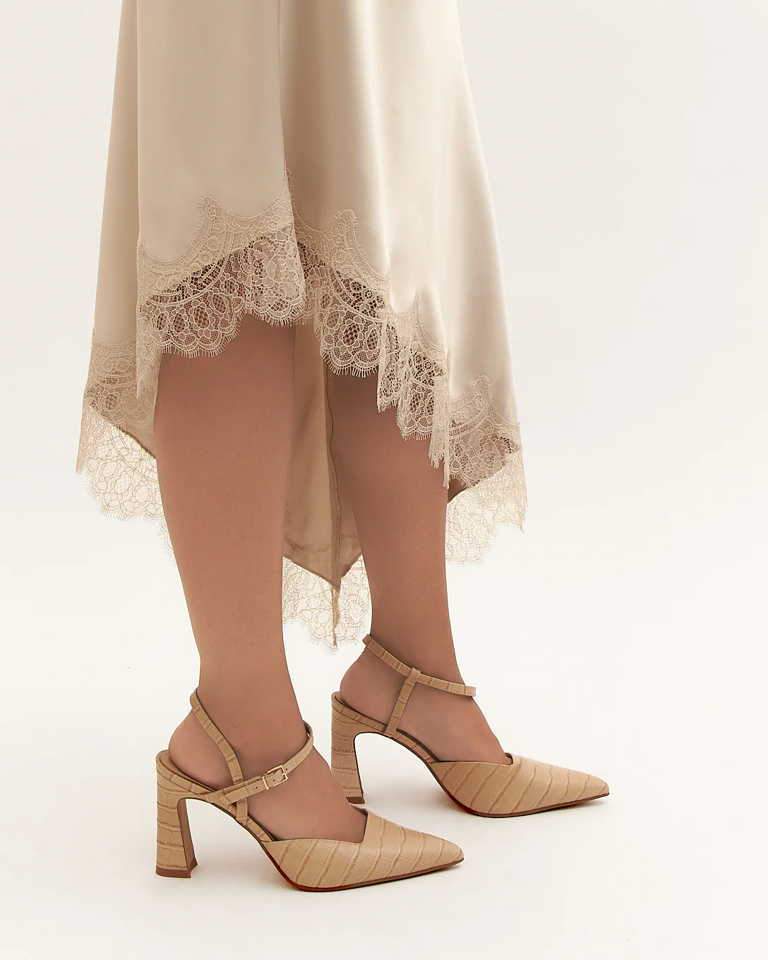 DAWN HIGH HEELS BEIGE CROC - Image 7