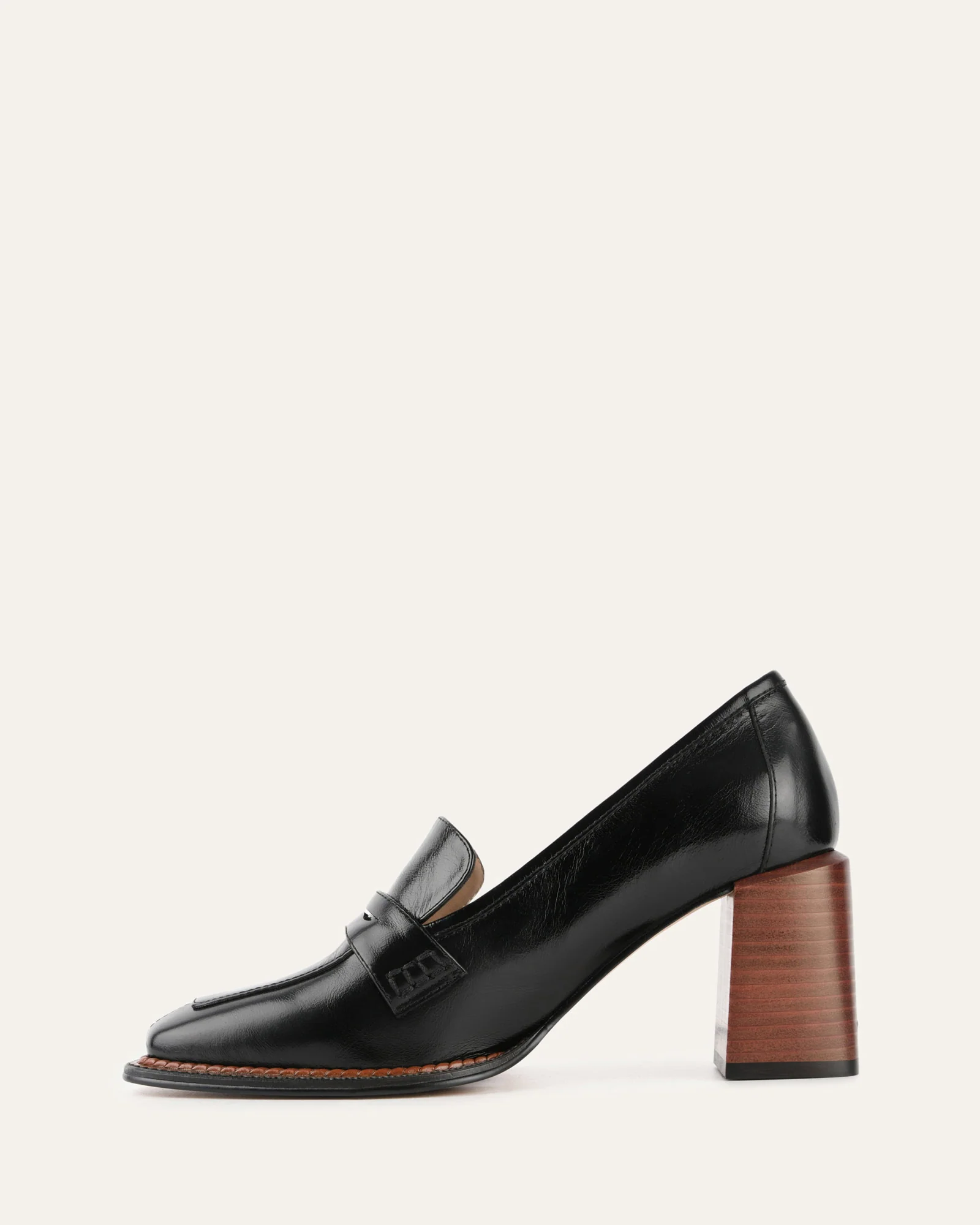 DELILAH MID HEEL LOAFERS BLACK LEATHER - Image 6