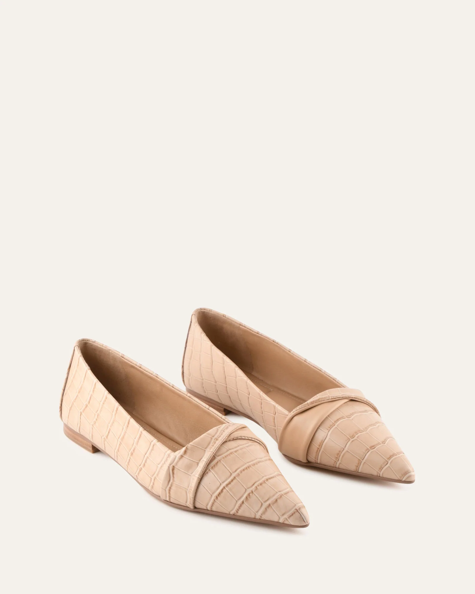 DEMETRI DRESS FLATS BEIGE CROC - Image 3