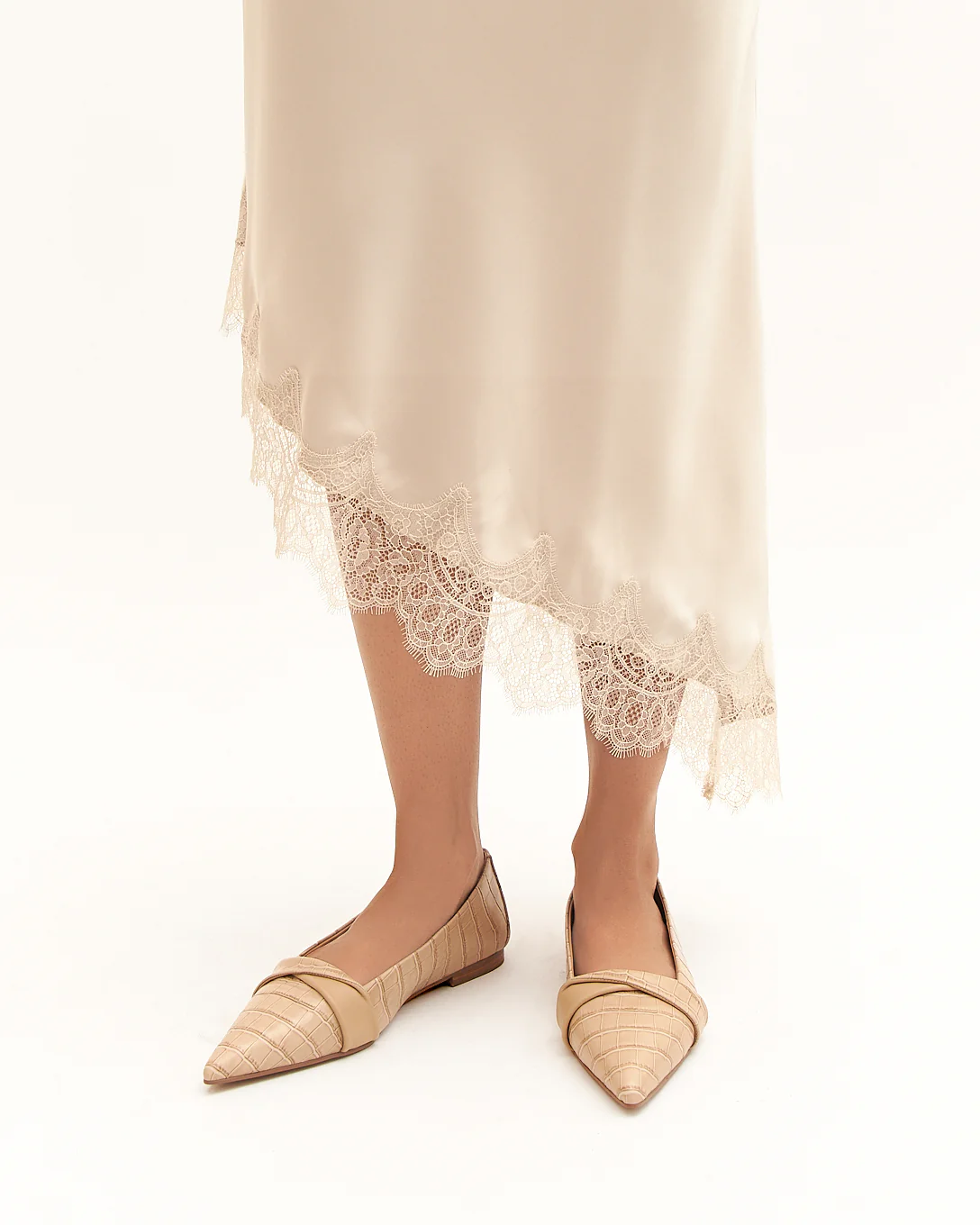 DEMETRI DRESS FLATS BEIGE CROC - Image 7
