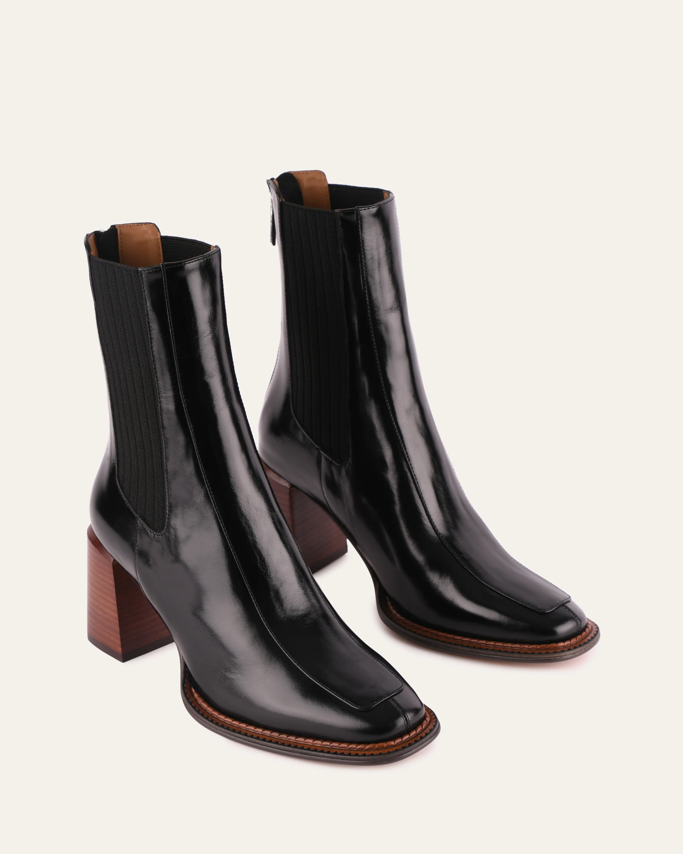 DEVINA MID ANKLE BOOTS BLACK LEATHER - Image 3