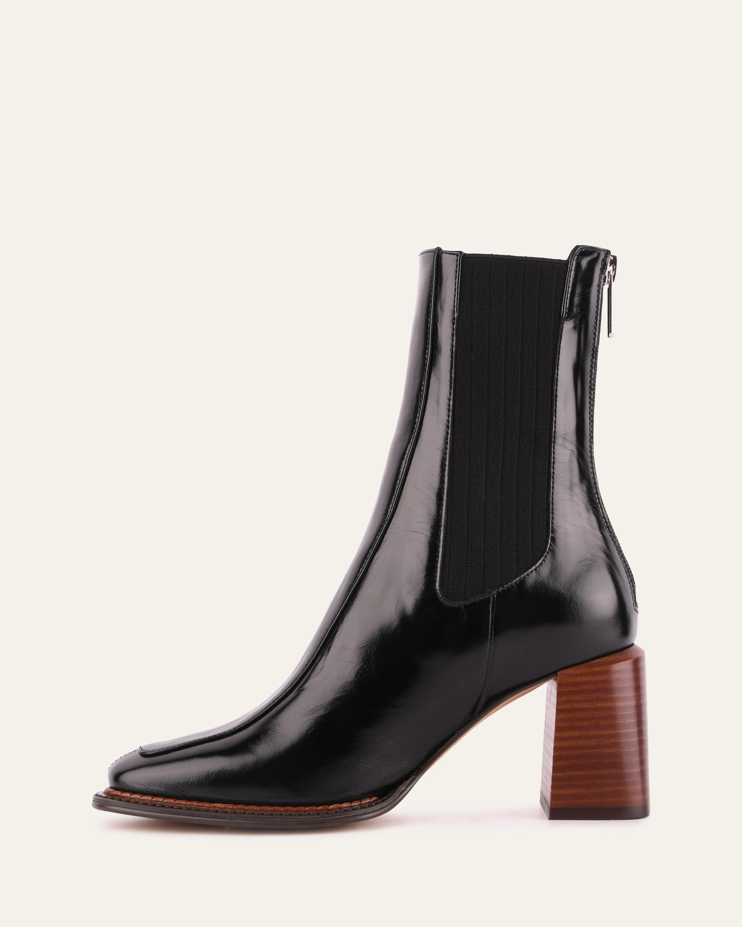 DEVINA MID ANKLE BOOTS BLACK LEATHER - Image 6
