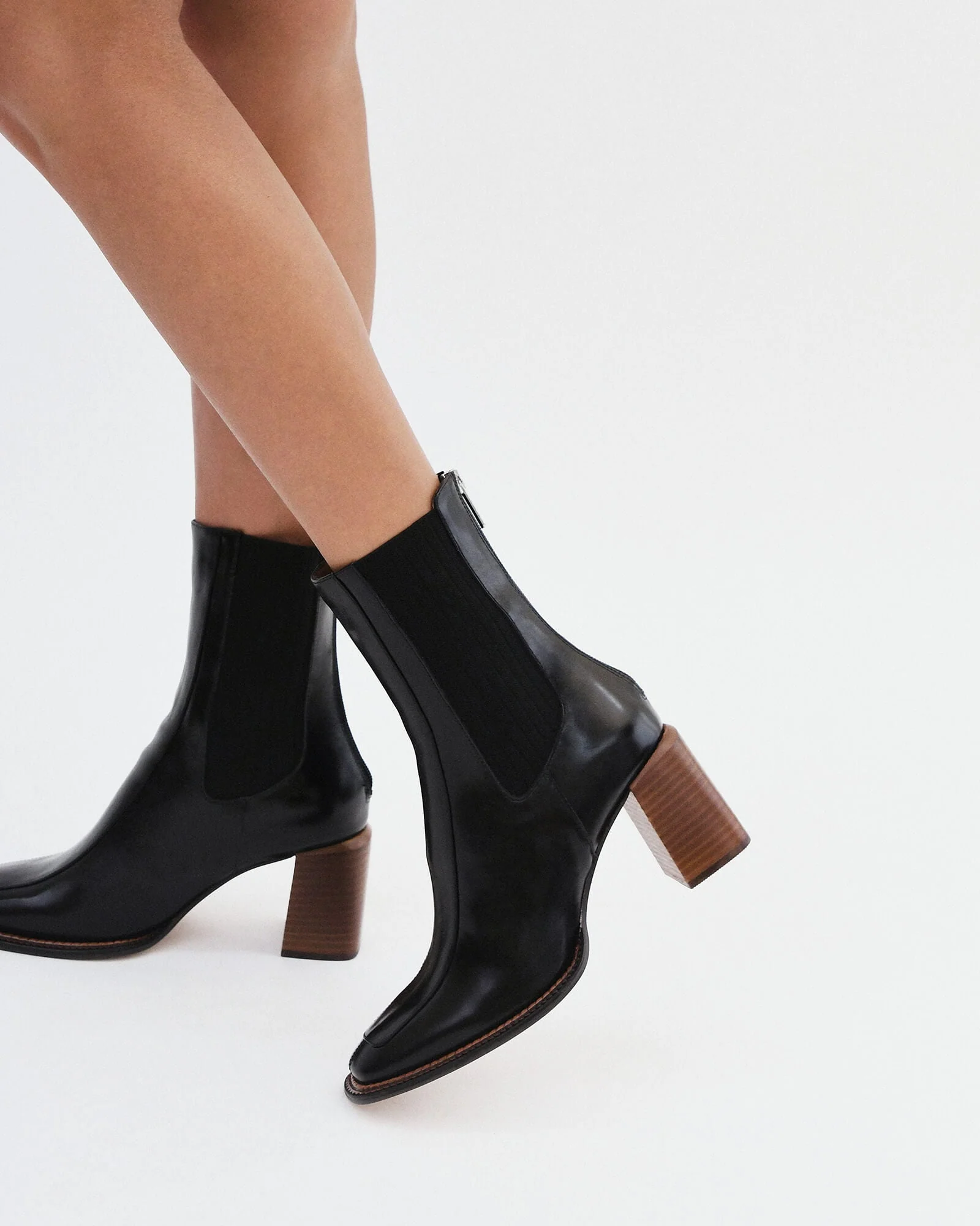 DEVINA MID ANKLE BOOTS BLACK LEATHER - Image 7