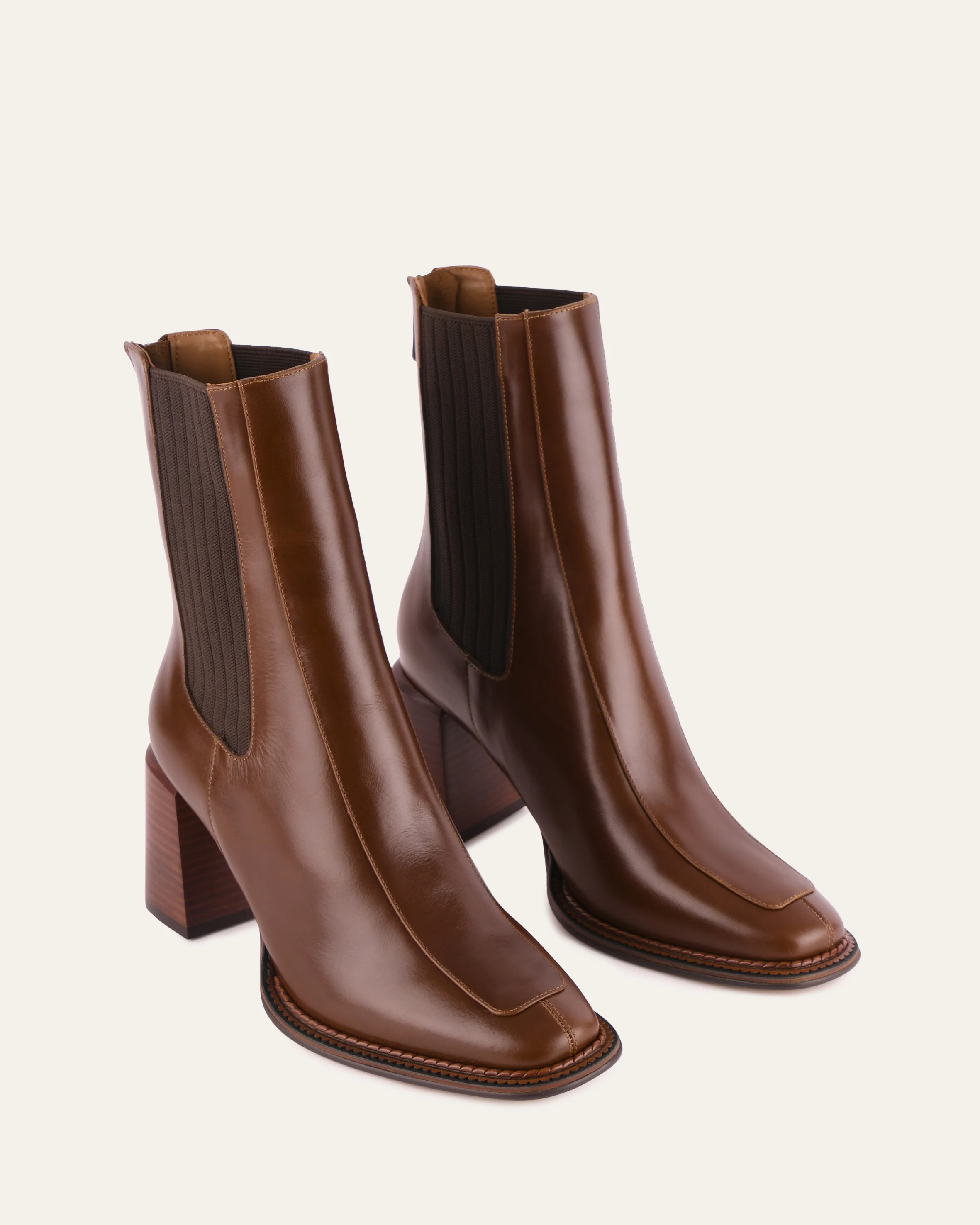 DEVINA MID ANKLE BOOTS DARK CHOC LEATHER - Image 3