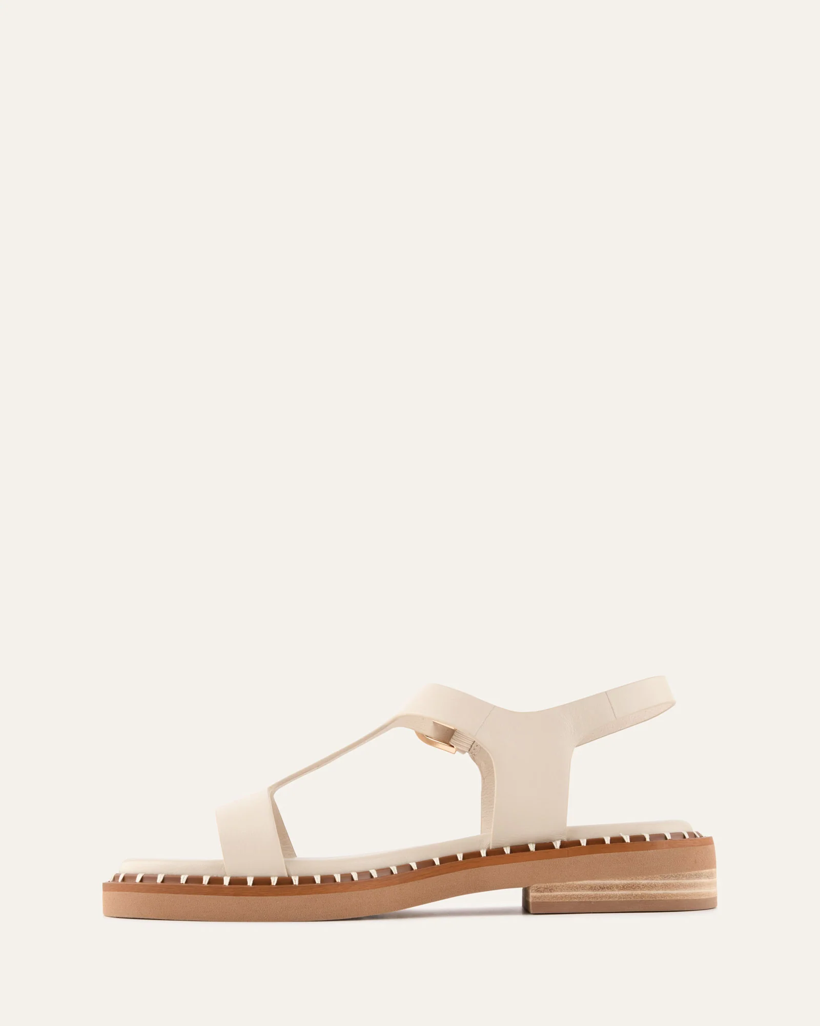 ELODIE FLAT SANDALS OFF WHITE LEATHER - Image 6