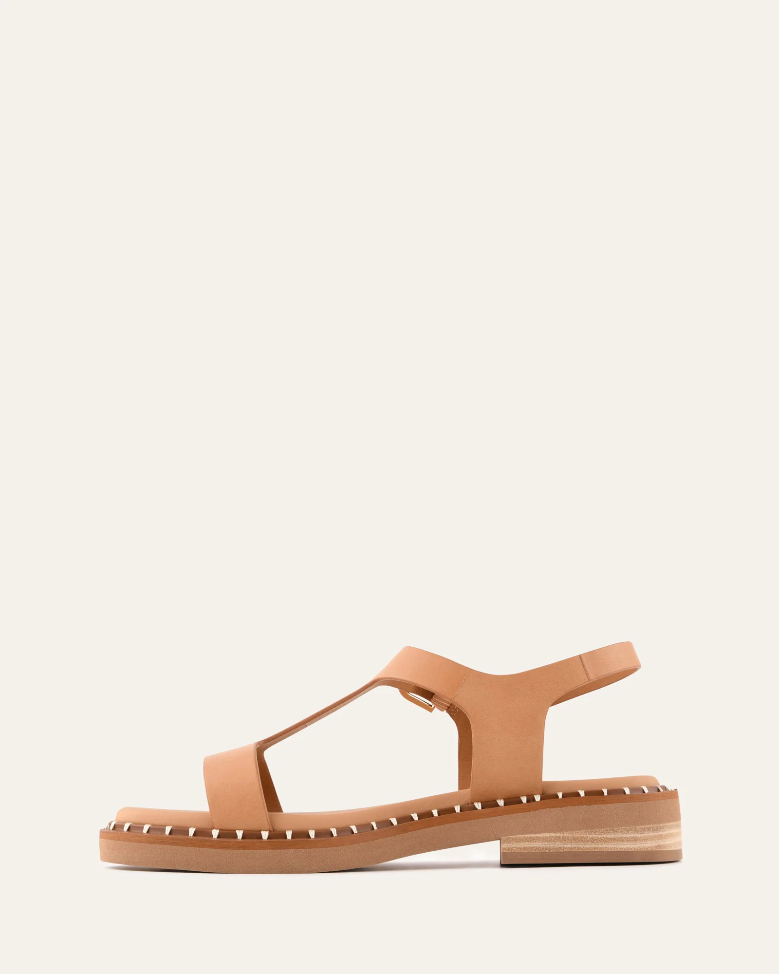 ELODIE FLAT SANDALS TAN LEATHER - Image 6