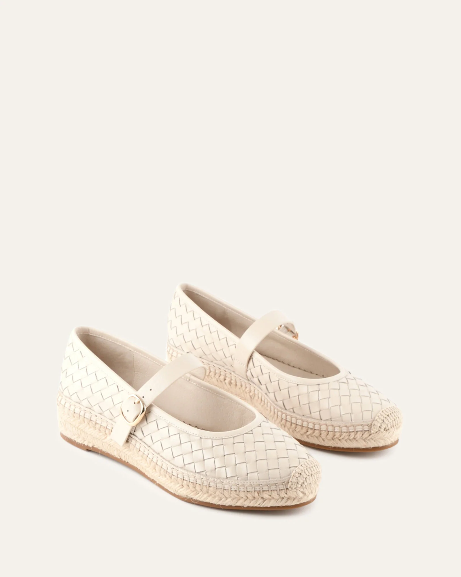 ELSIE WOVEN FLAT ESPADRILLES OFF WHITE LEATHER - Image 3