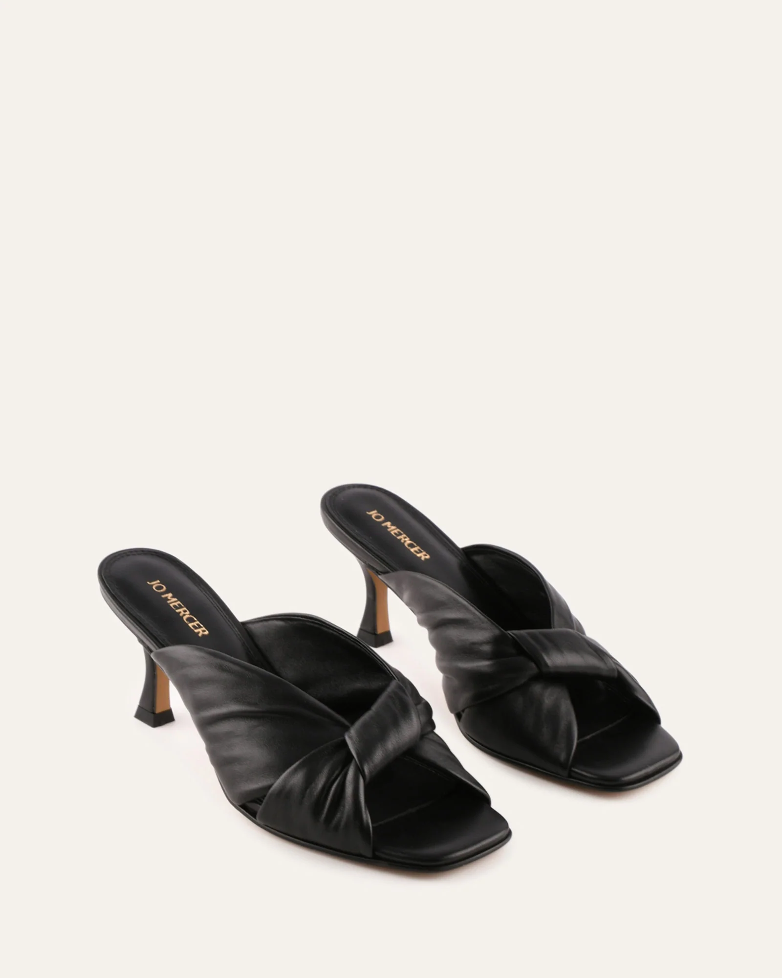 ESSENCE MID HEEL SANDALS BLACK LEATHER - Image 3