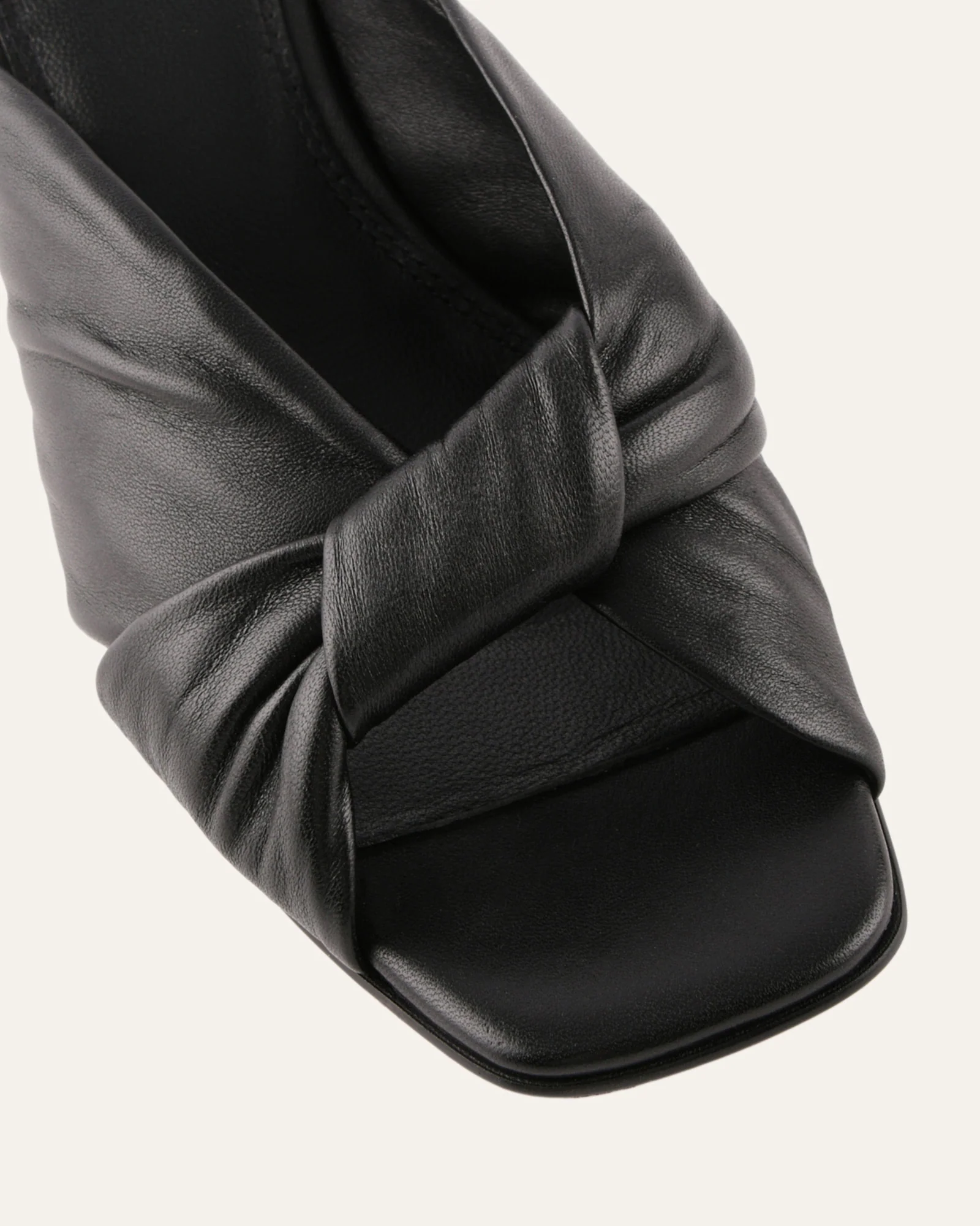 ESSENCE MID HEEL SANDALS BLACK LEATHER - Image 4