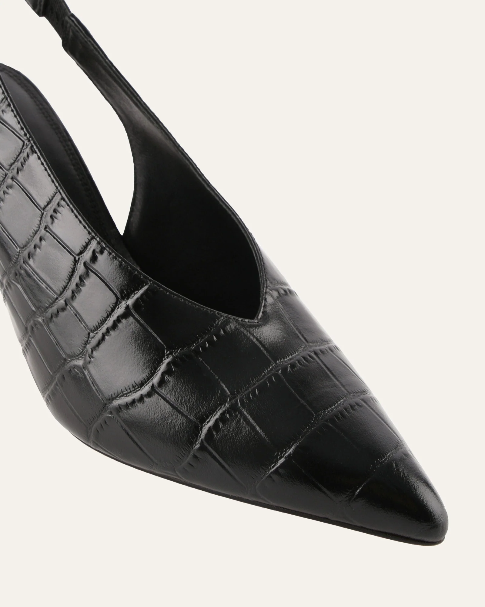 EVIE MID HEELS BLACK CROC - Image 3