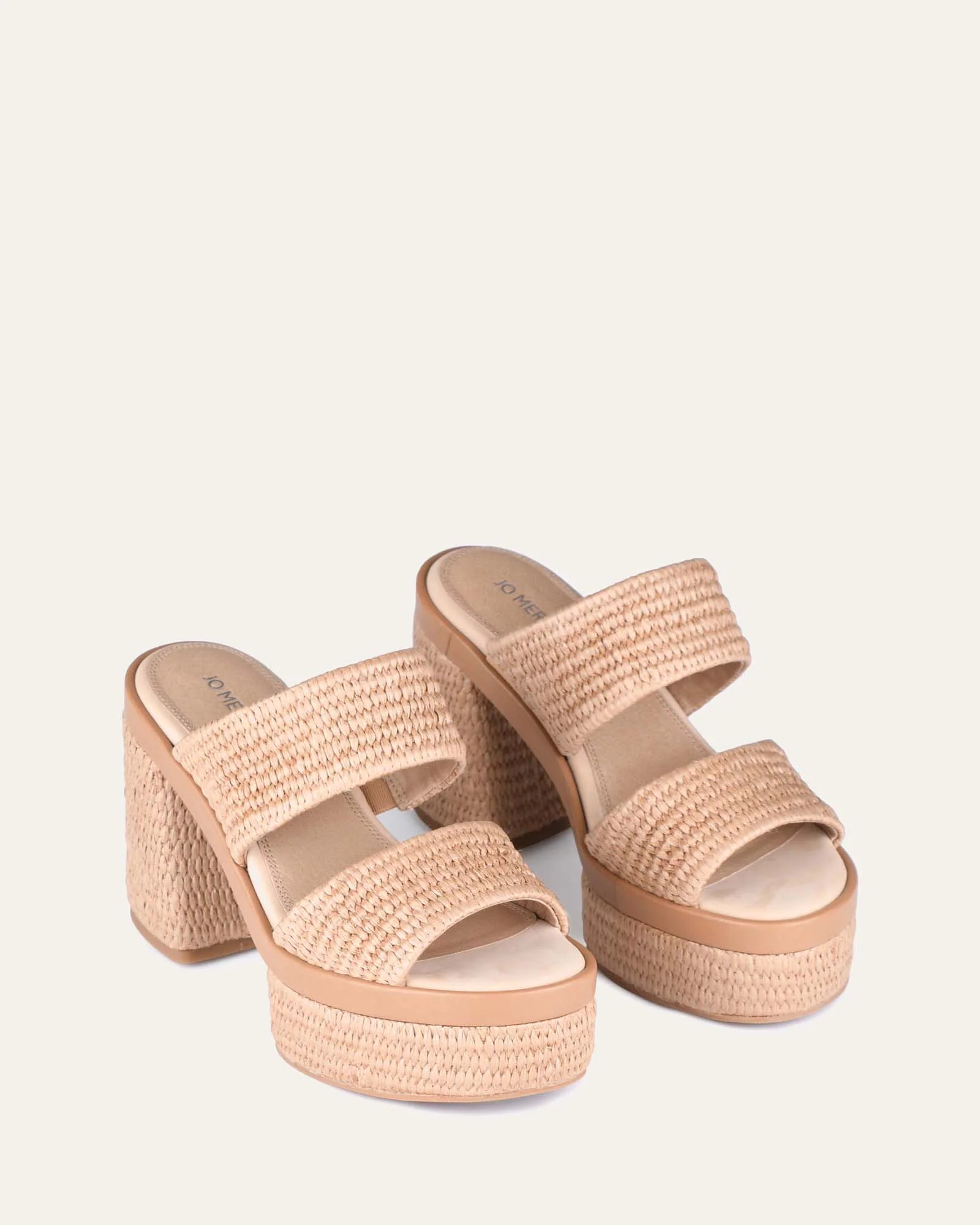 FELICITY HIGH HEEL PLATFORM SANDALS TAN RAFFIA - Image 3