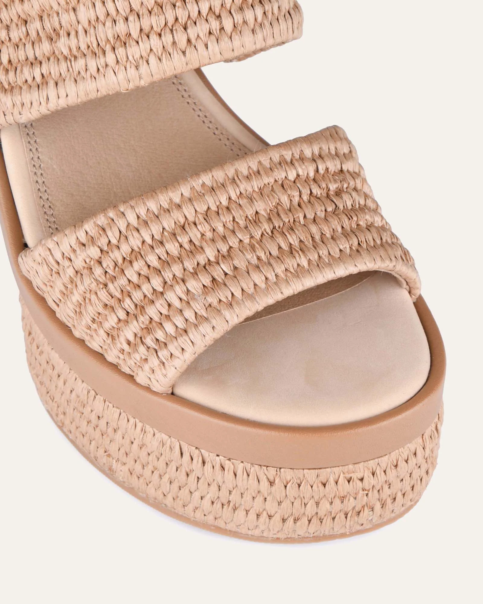 FELICITY HIGH HEEL PLATFORM SANDALS TAN RAFFIA - Image 4