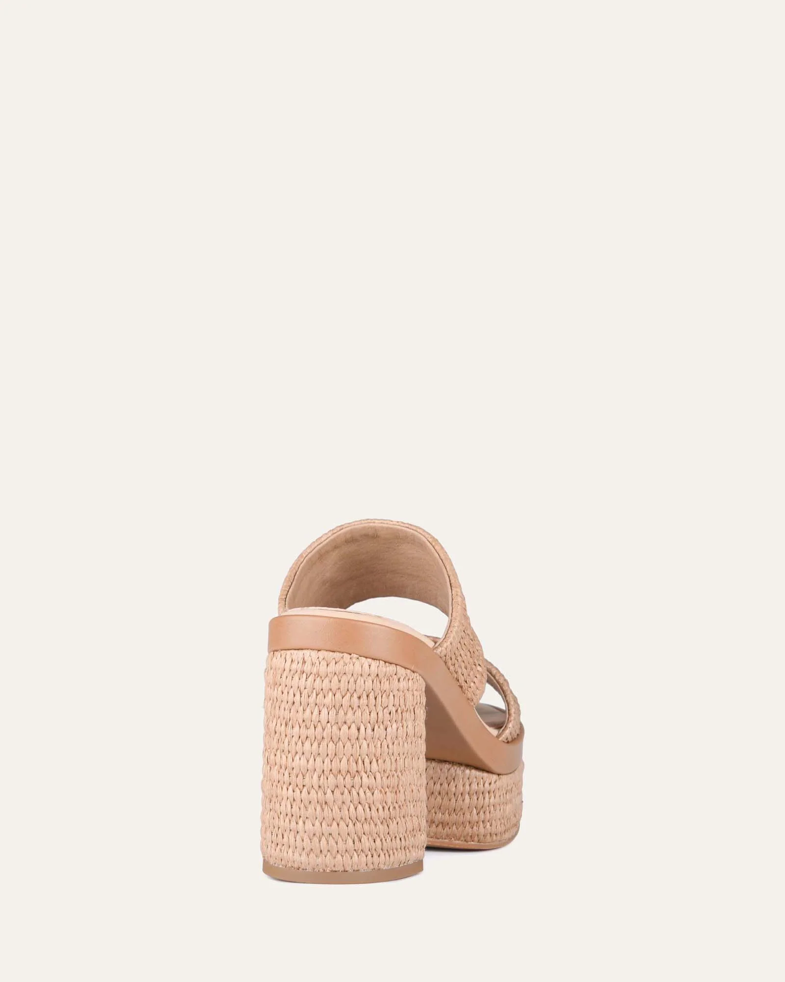 FELICITY HIGH HEEL PLATFORM SANDALS TAN RAFFIA - Image 5