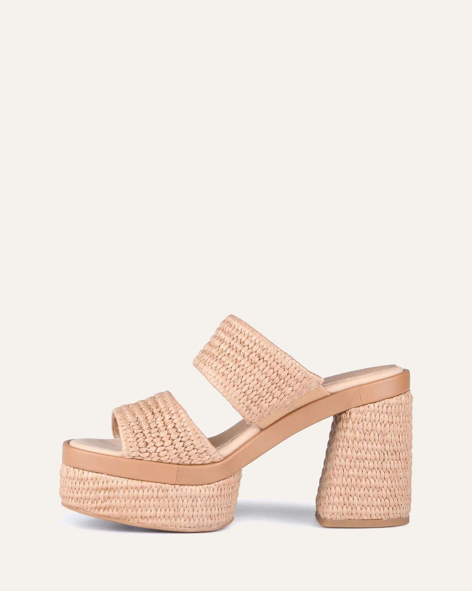 FELICITY HIGH HEEL PLATFORM SANDALS TAN RAFFIA - Image 6