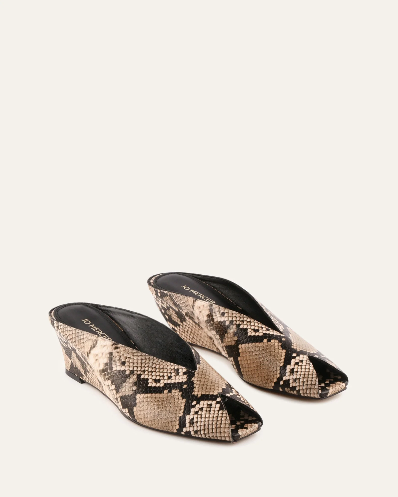 FERRIS MID HEEL SANDALS BEIGE SNAKE PRINT LEATHER - Image 3