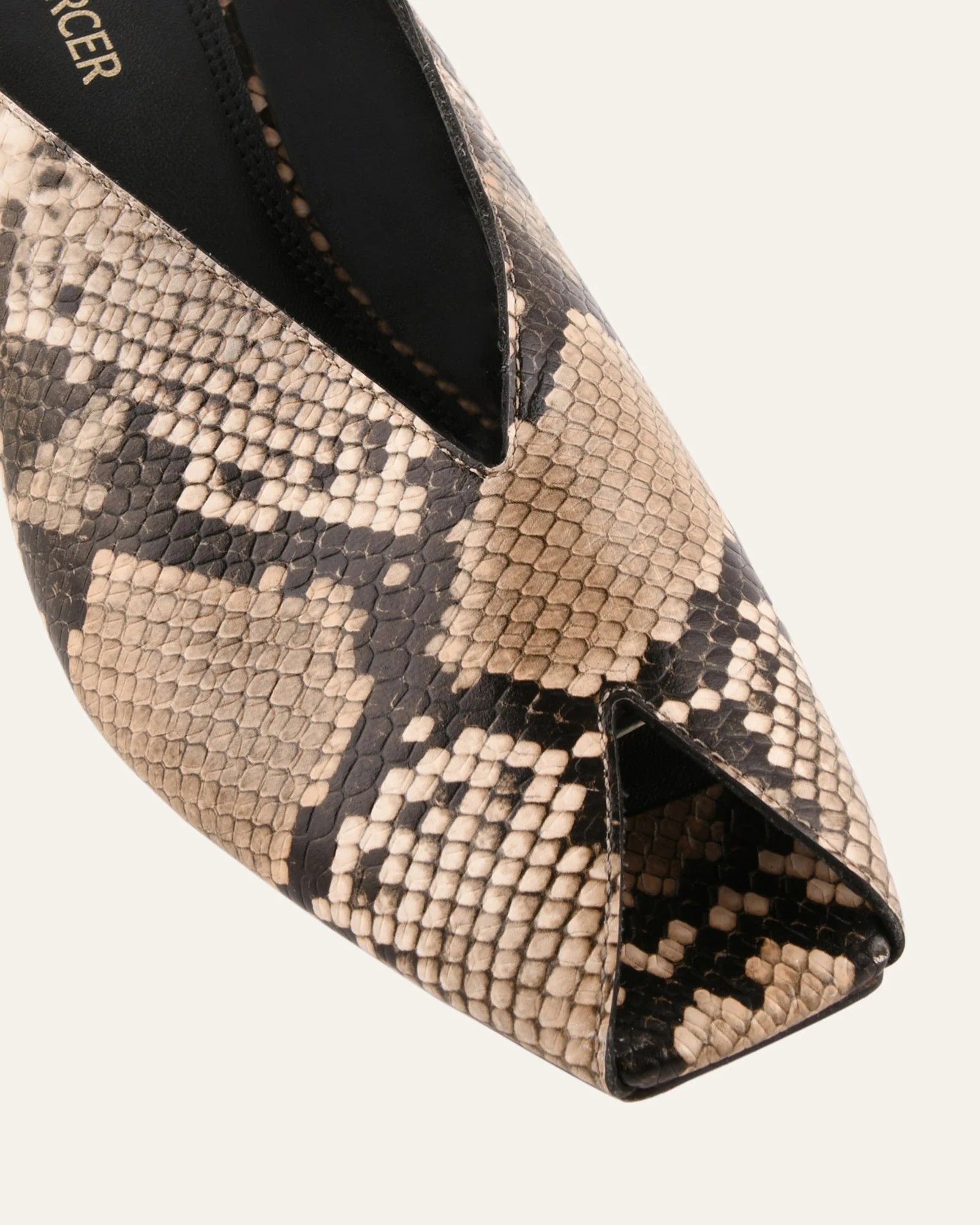 FERRIS MID HEEL SANDALS BEIGE SNAKE PRINT LEATHER - Image 4