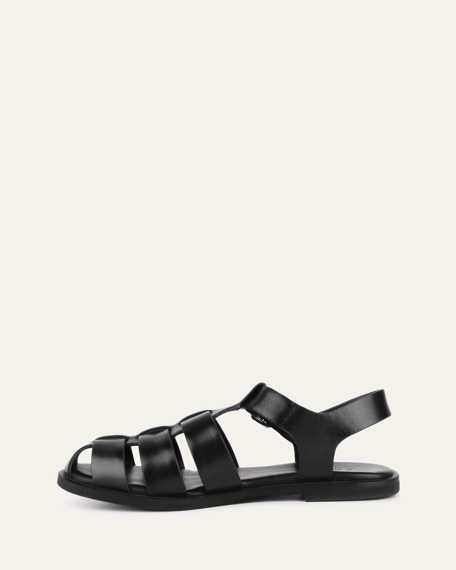 FINN FLAT SANDALS BLACK LEATHER - Image 6