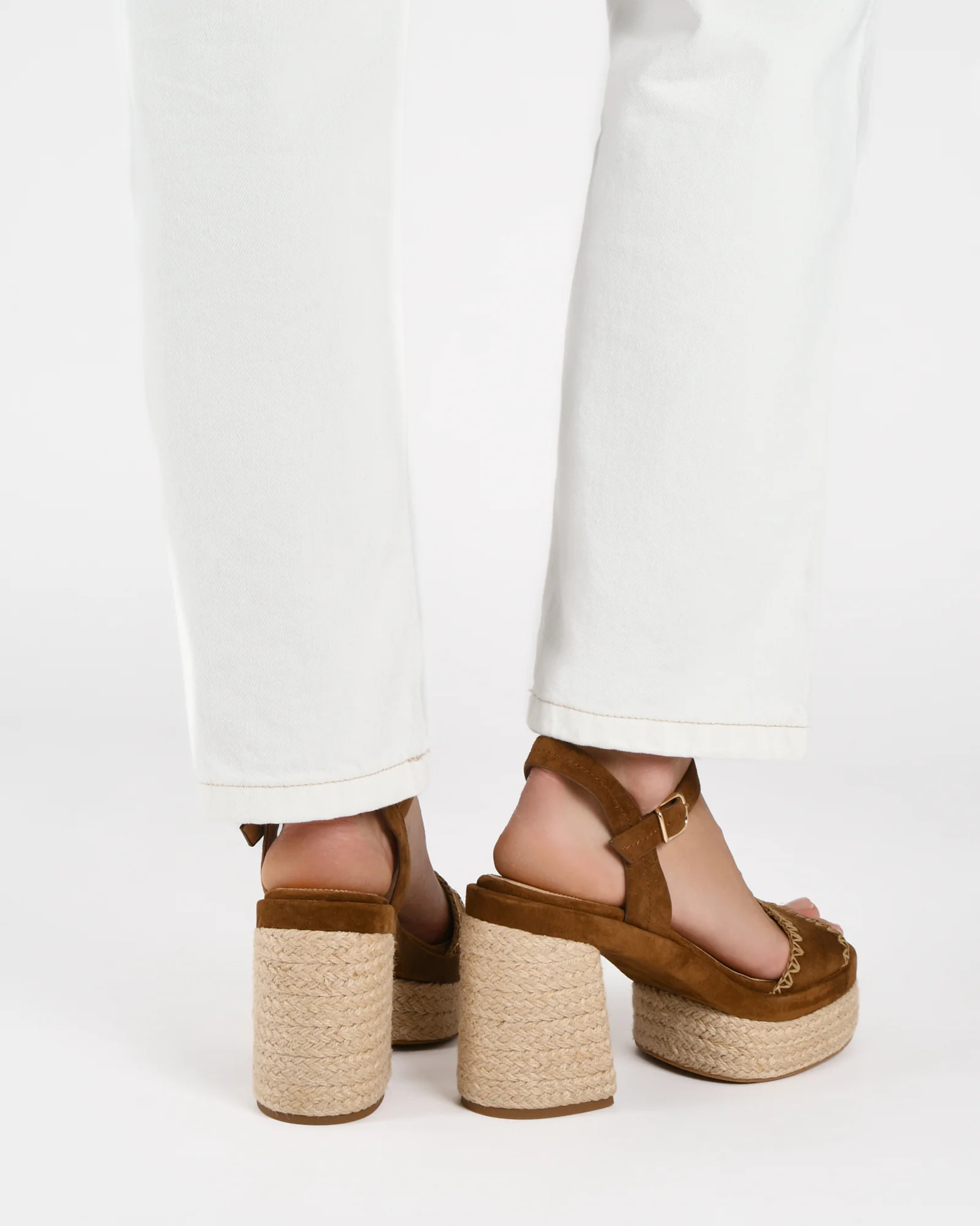 FISHER HIGH HEEL PLATFORM SANDALS BISCUIT SUEDE - Image 9