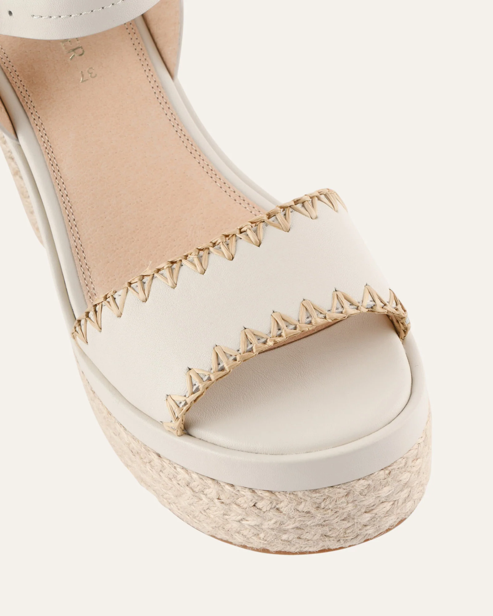 FISHER HIGH HEEL PLATFORM SANDALS OFF WHITE LEATHER - Image 4