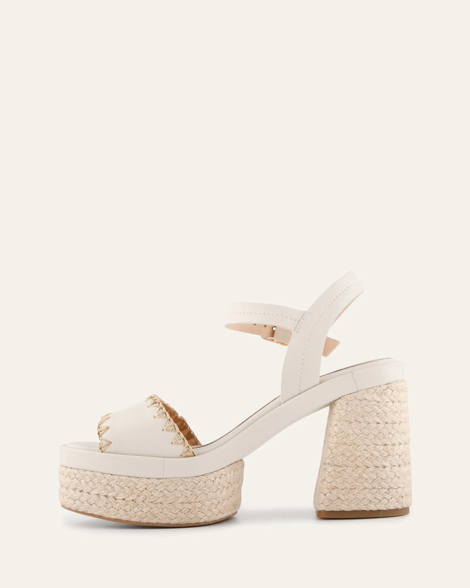 FISHER HIGH HEEL PLATFORM SANDALS OFF WHITE LEATHER - Image 6