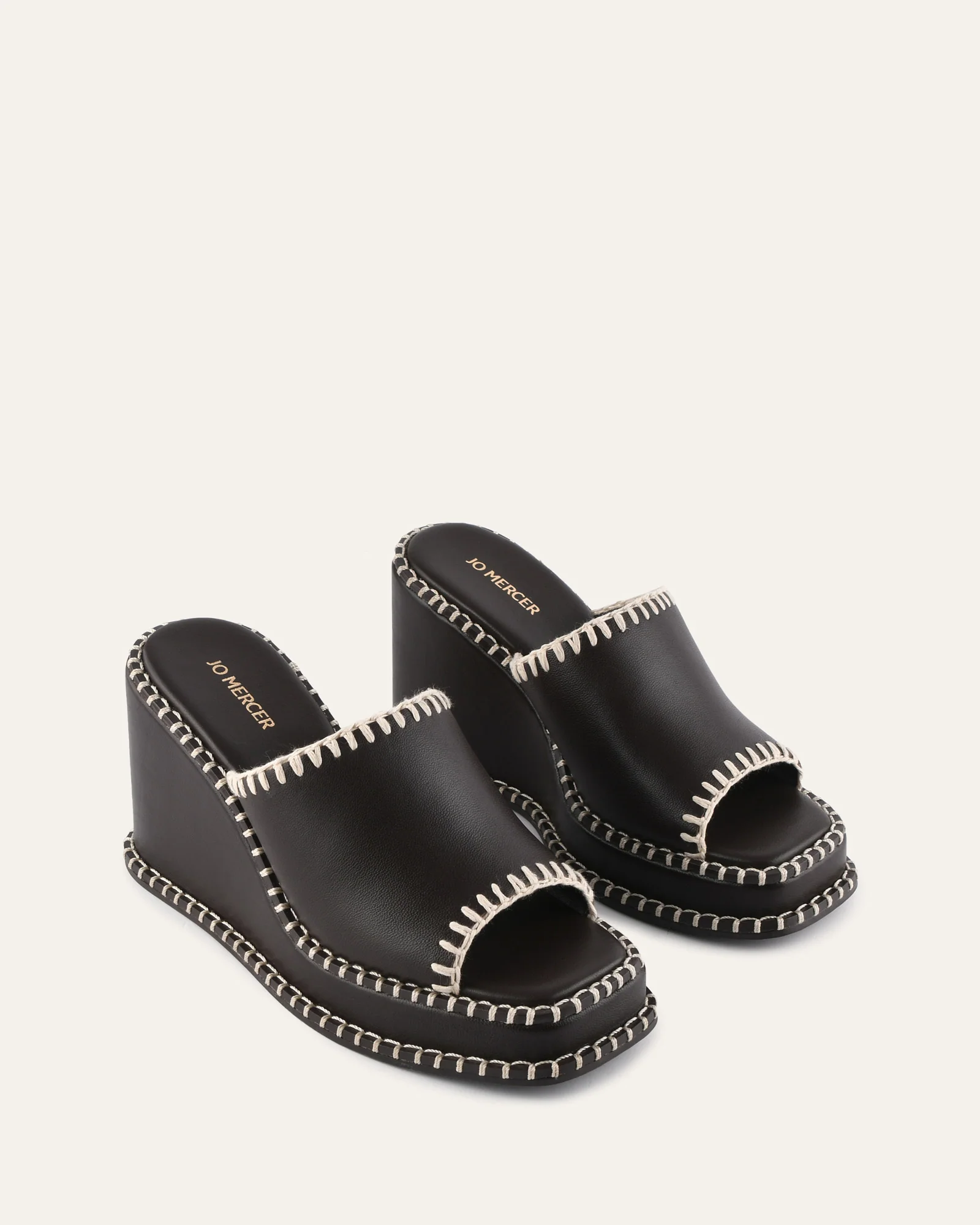 FRANKIE HIGH WEDGE SANDALS BITTER CHOC LEATHER - Image 3
