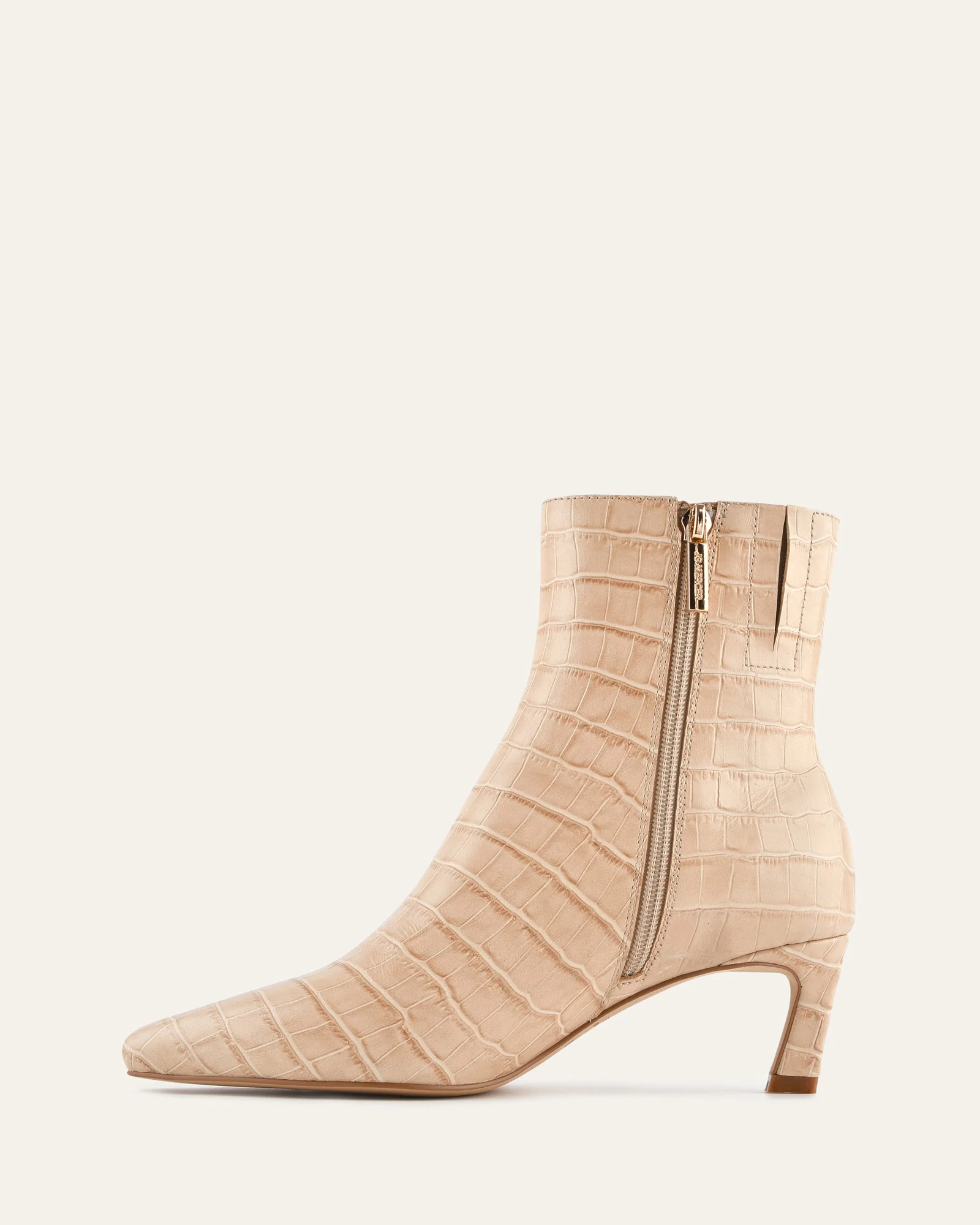 GABBY MID ANKLE BOOTS BEIGE CROC - Image 5