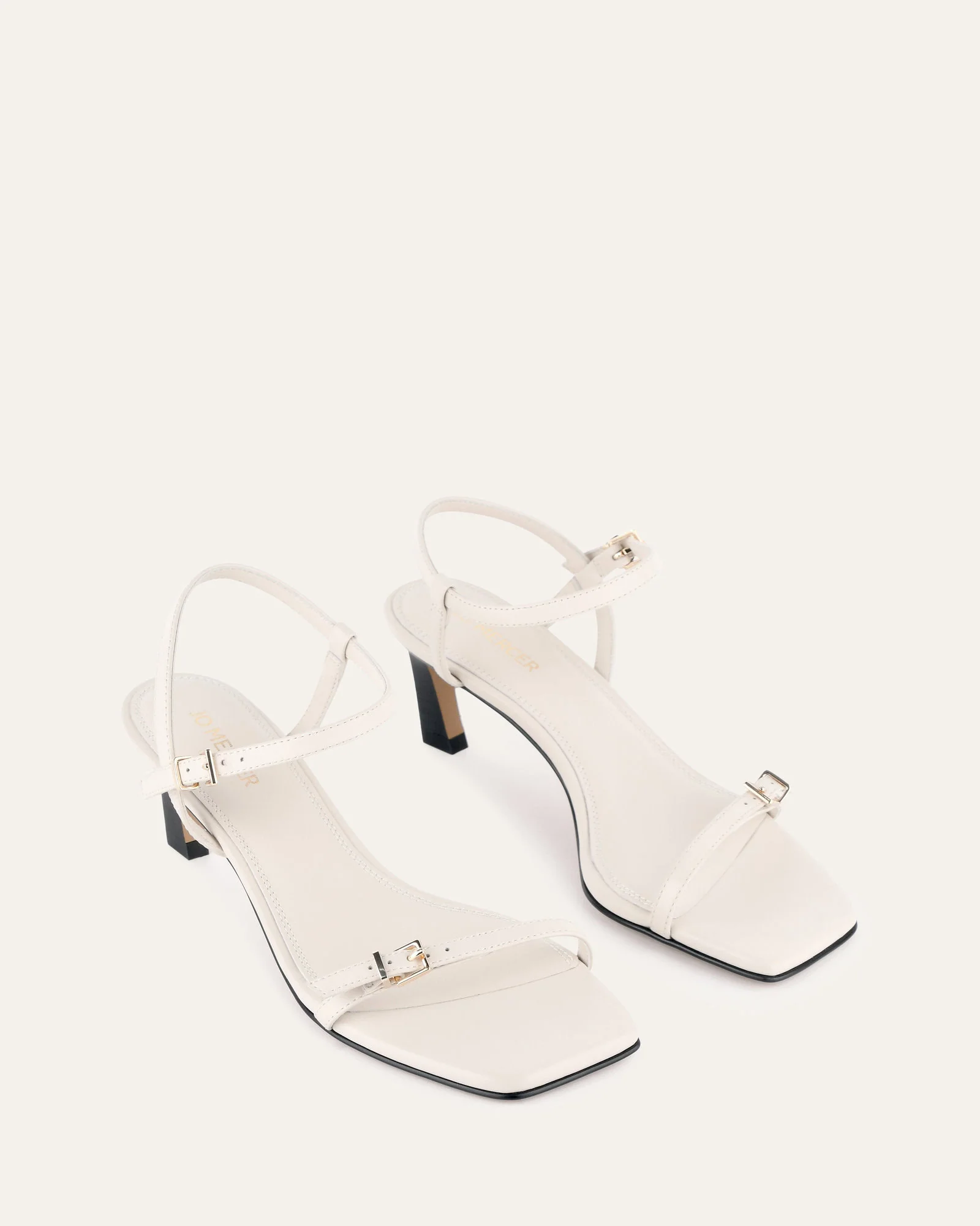GIANNI MID HEEL SANDALS OFF WHITE LEATHER - Image 3