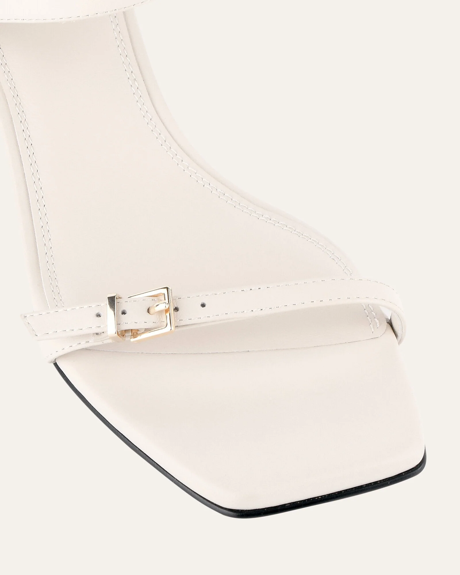 GIANNI MID HEEL SANDALS OFF WHITE LEATHER - Image 4