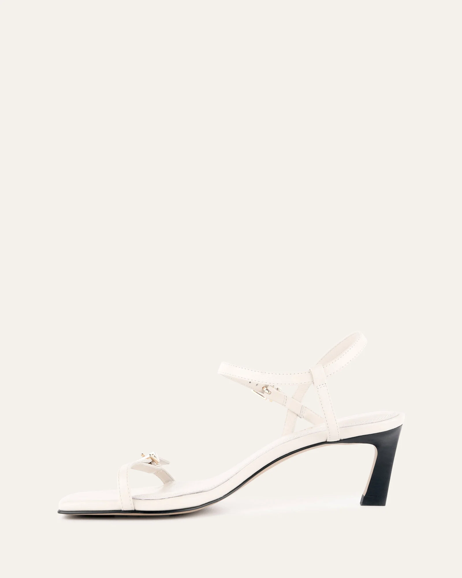 GIANNI MID HEEL SANDALS OFF WHITE LEATHER - Image 6