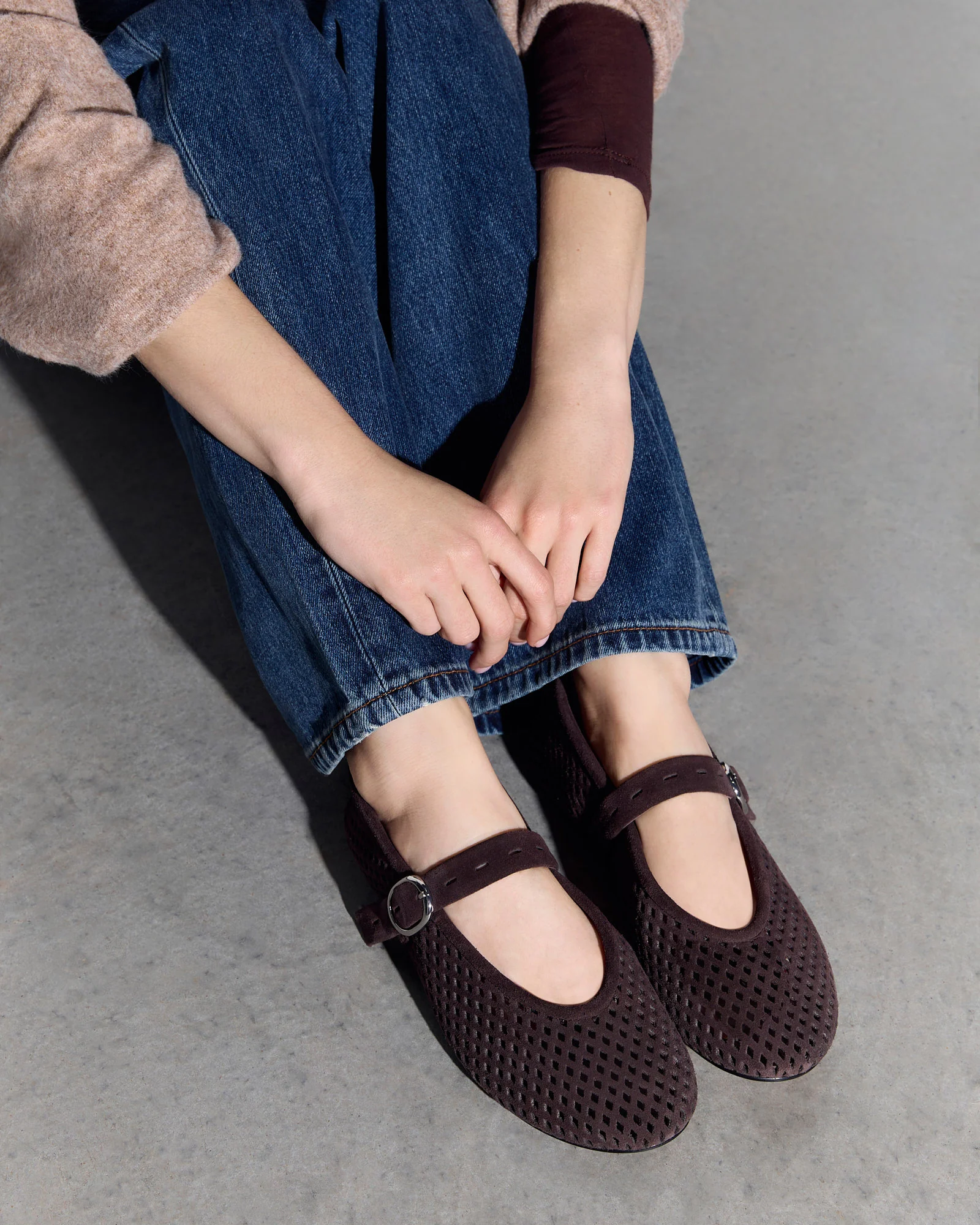 GINGER BALLET FLATS BITTER CHOC SUEDE - Image 3