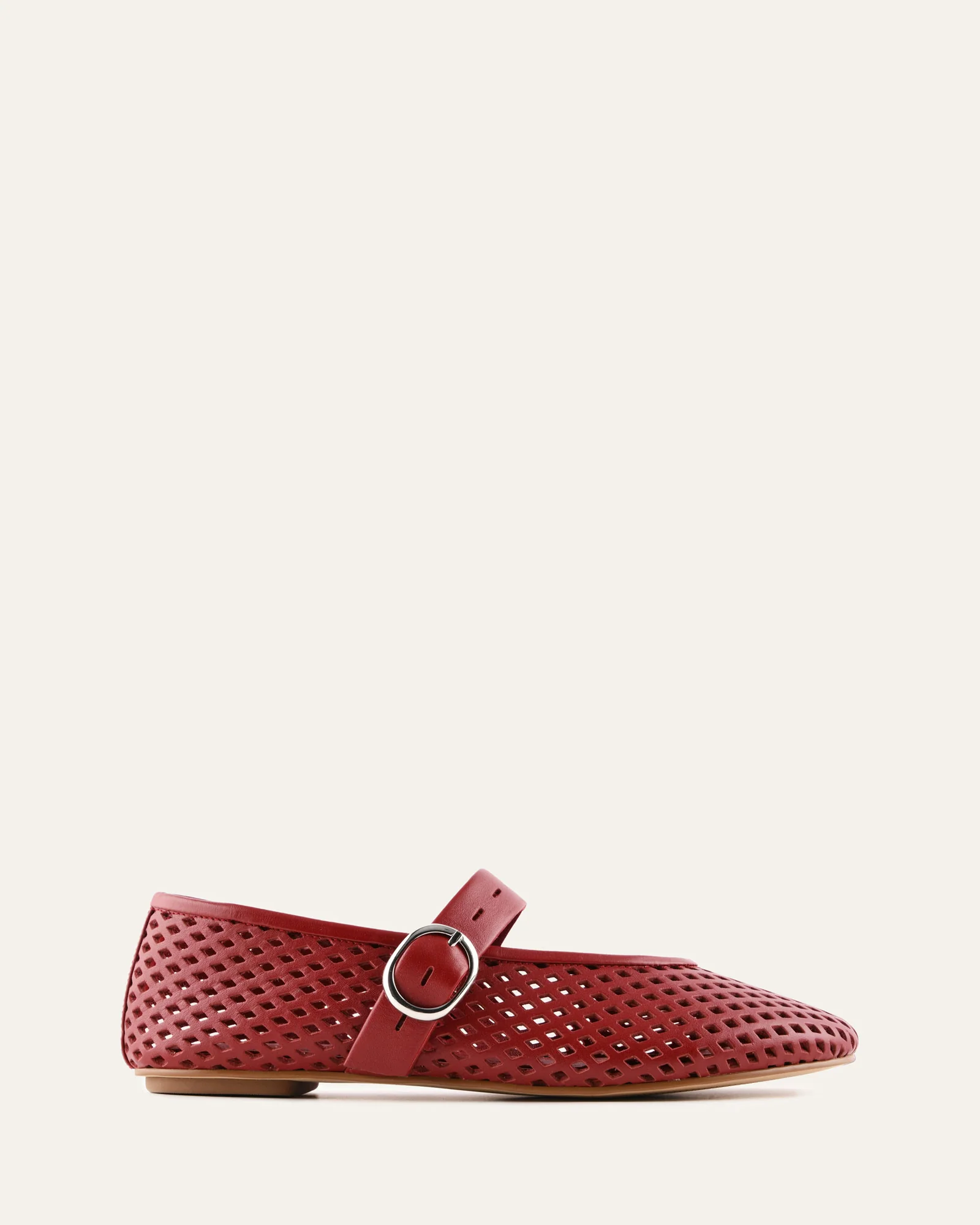 GINGER BALLET FLATS RUBY RED LEATHER
